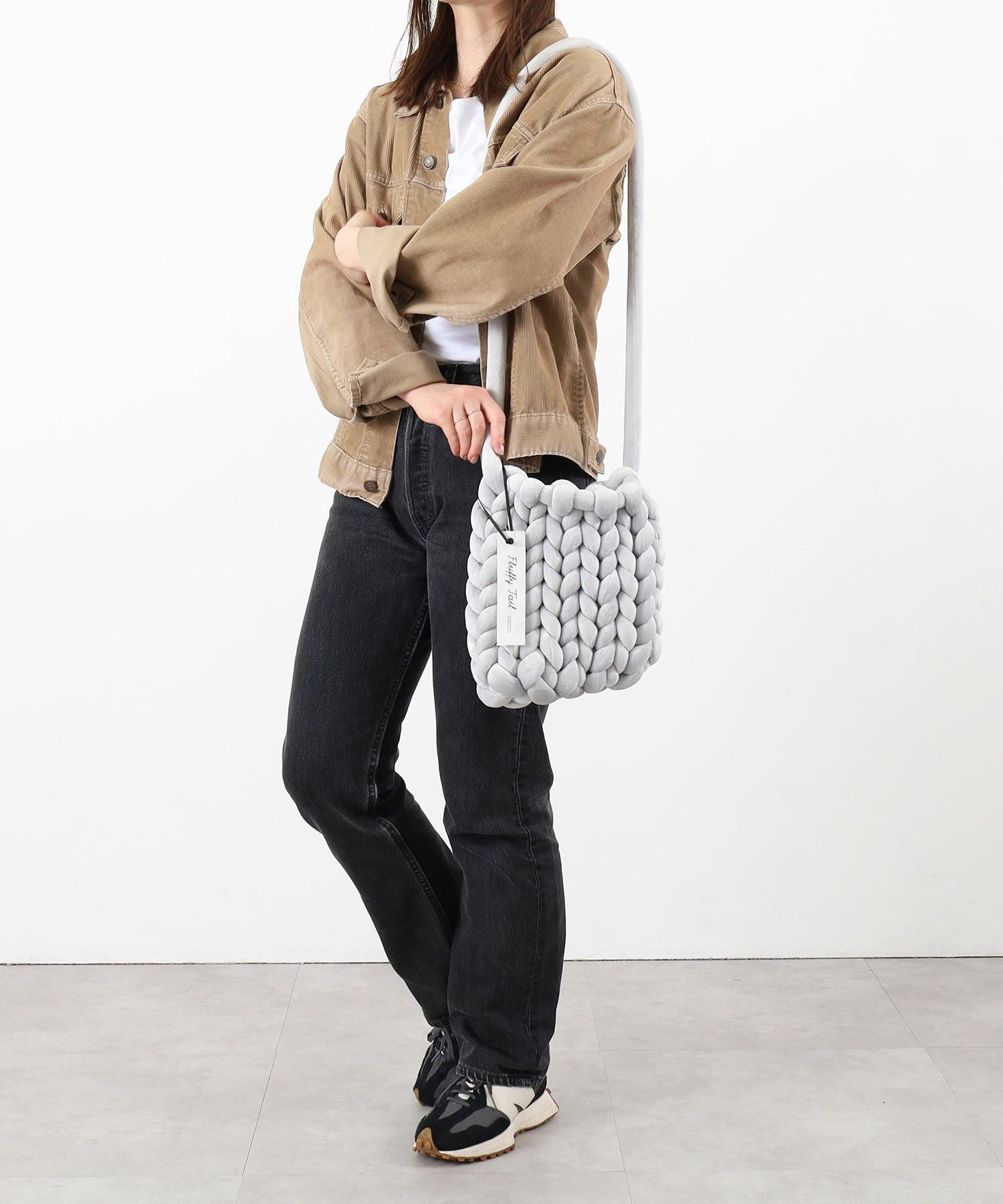 OUTLET SALE】クーコ COOCO Fluffy ベロア風チャンキーニット