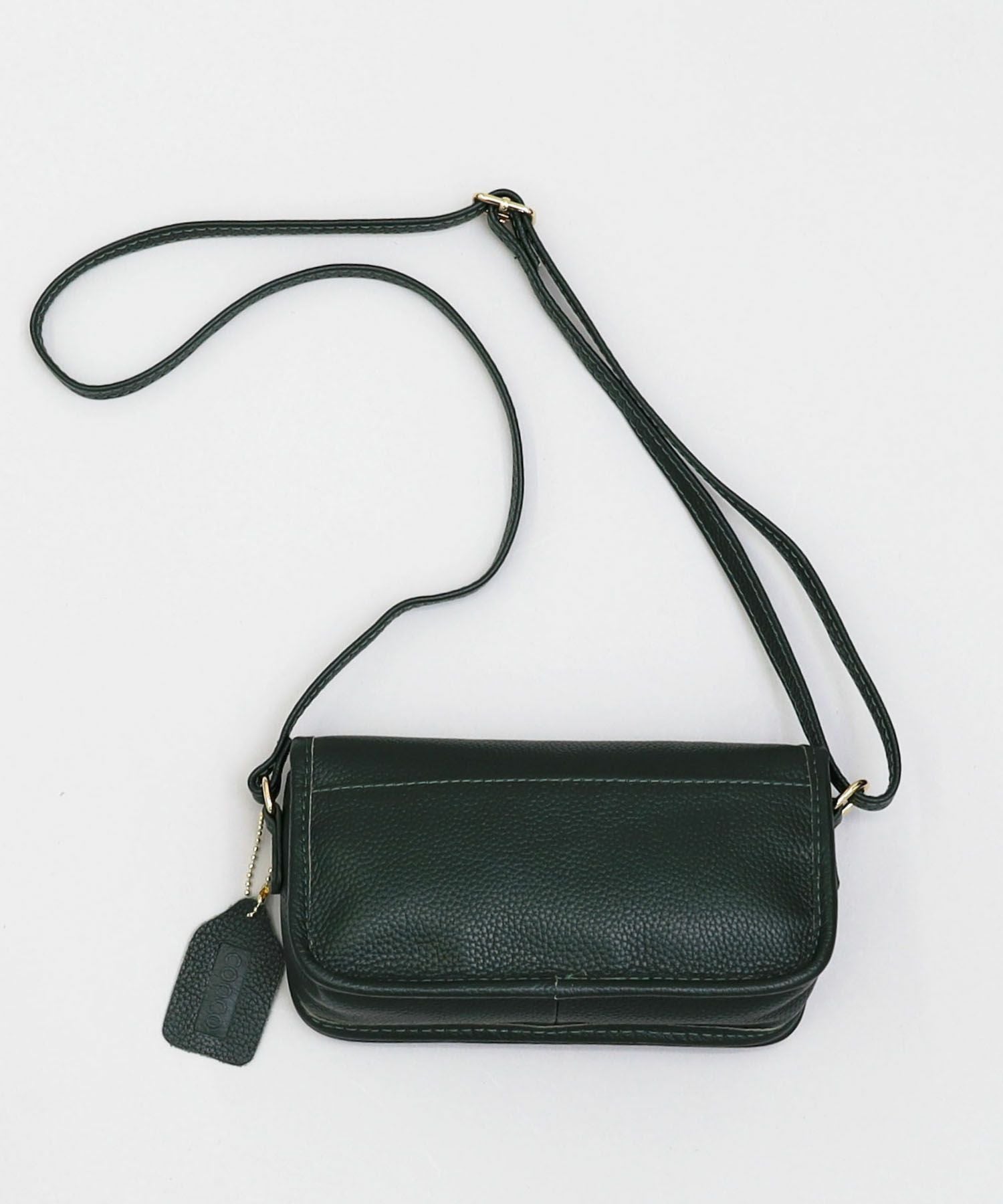 OUTLET SALE】COOCO クーコ 【本革ヒネリ金具横型ショルダーバッグ