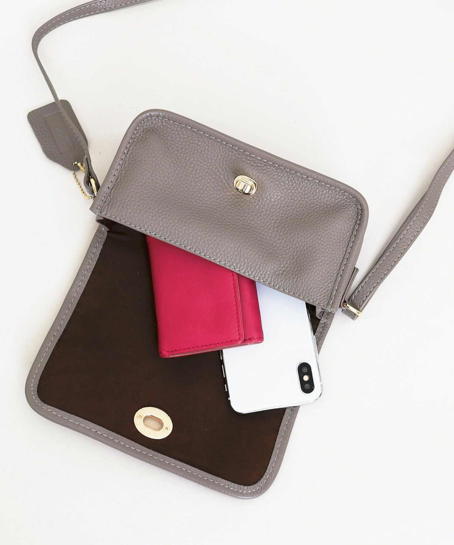 OUTLET SALE】COOCO クーコ 【本革ヒネリ金具横型ショルダーバッグ