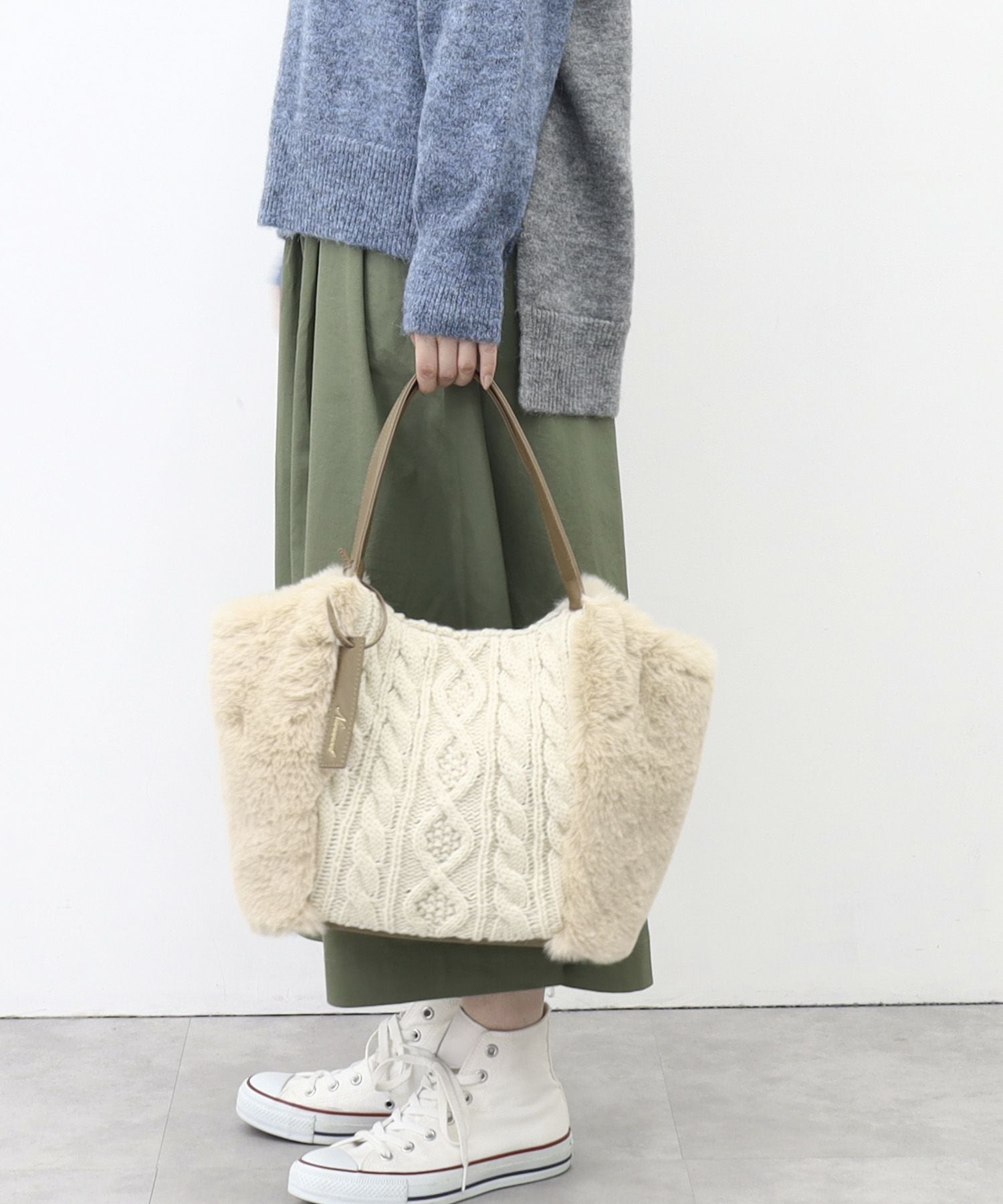 ナナノエル Nananoel fiona ニットxエコファートートバッグ