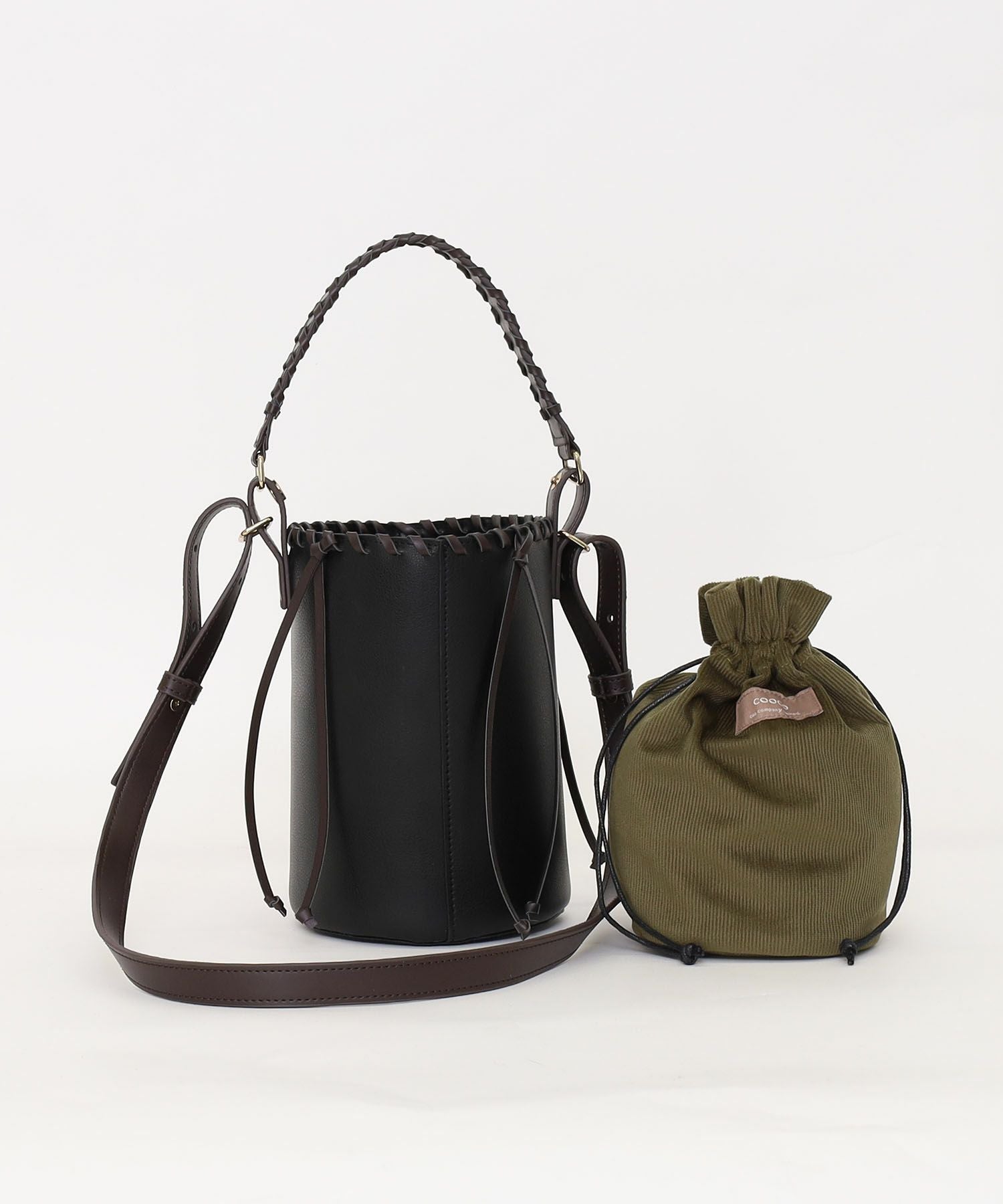 くーこ おまとめ品 OUTLET SALE】クーコ COOCO 巾着付フェイクレザーカガリ変形2WAY