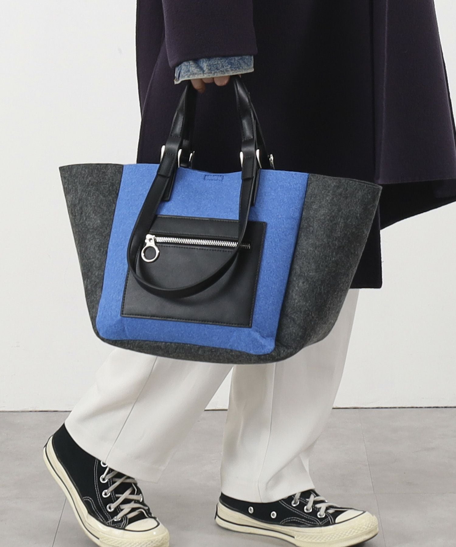 OUTLET SALE】クーコ COOCO ダブルハンドルフェルトトートバッグ／A4