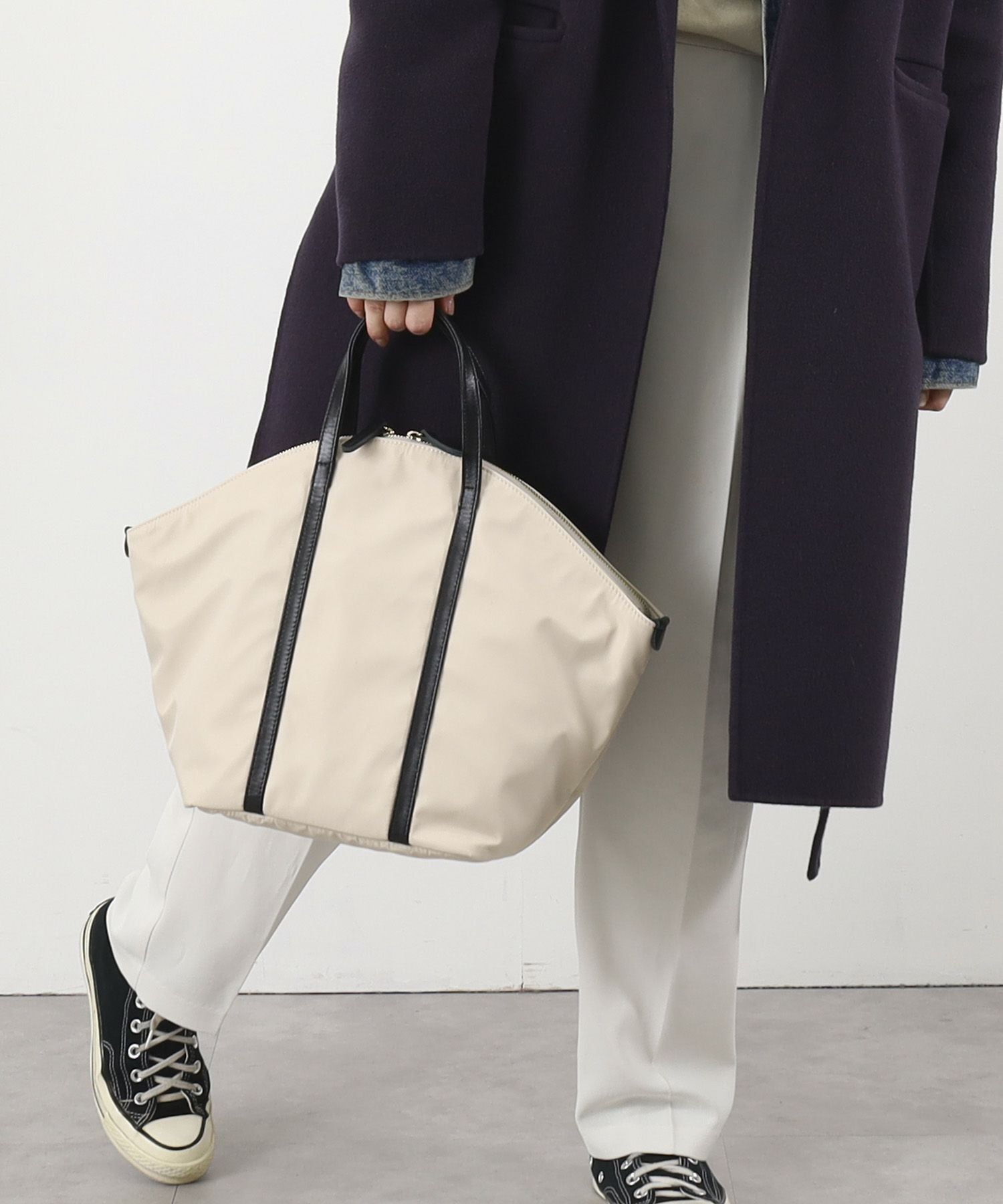 OUTLET SALE】クーコ COOCO ナイロン×牛革ラウンドトートバッグ | COO