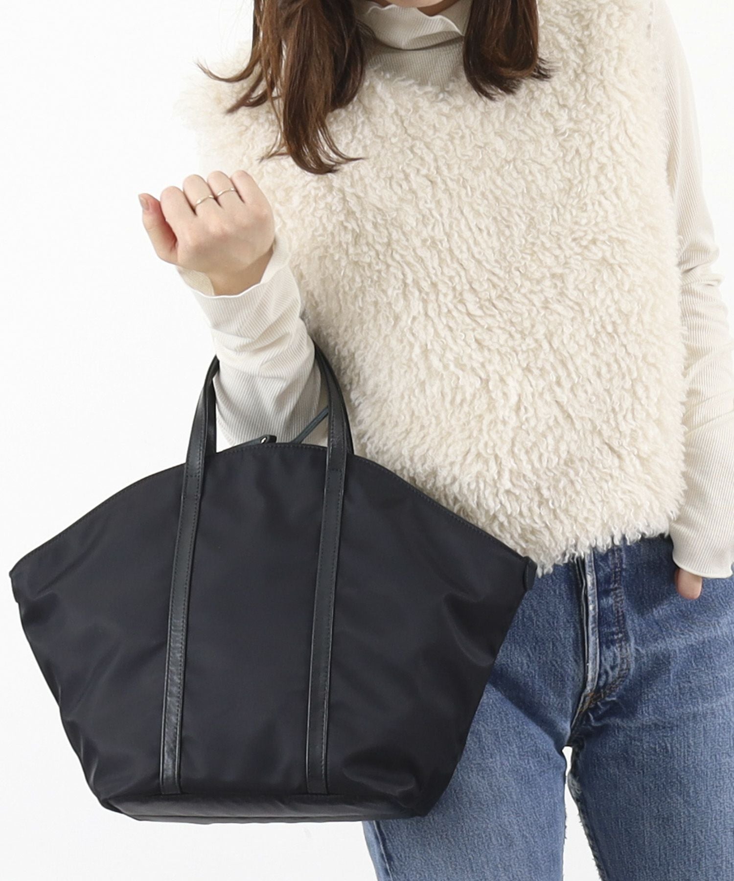 OUTLET SALE】クーコ COOCO ナイロン×牛革ラウンドトートバッグ | COO