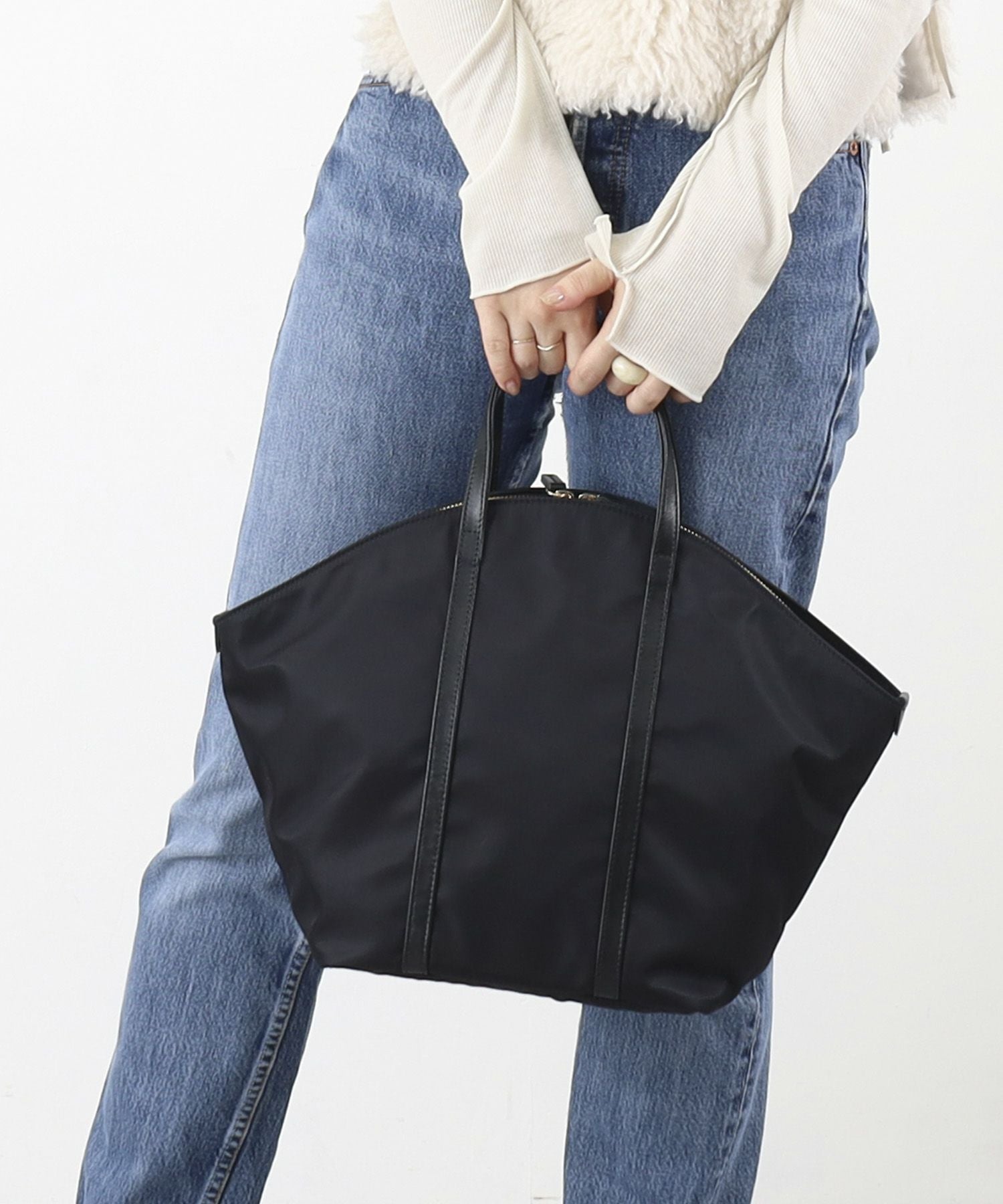 OUTLET SALE】クーコ COOCO ナイロン×牛革ラウンドトートバッグ | COO