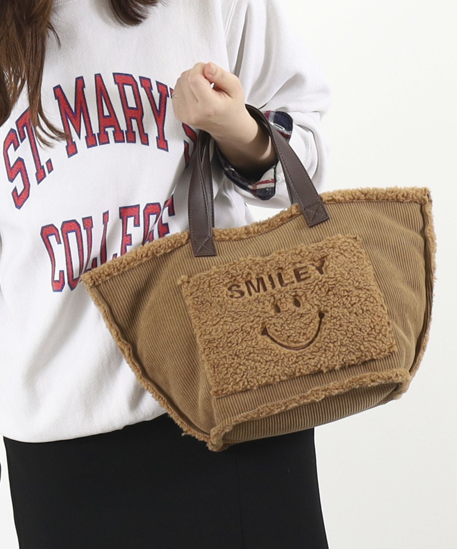 ♡ytht♡様 OUTLET SALE】クーコ COOCO SMILEY／コーデュロイ刺繍トート