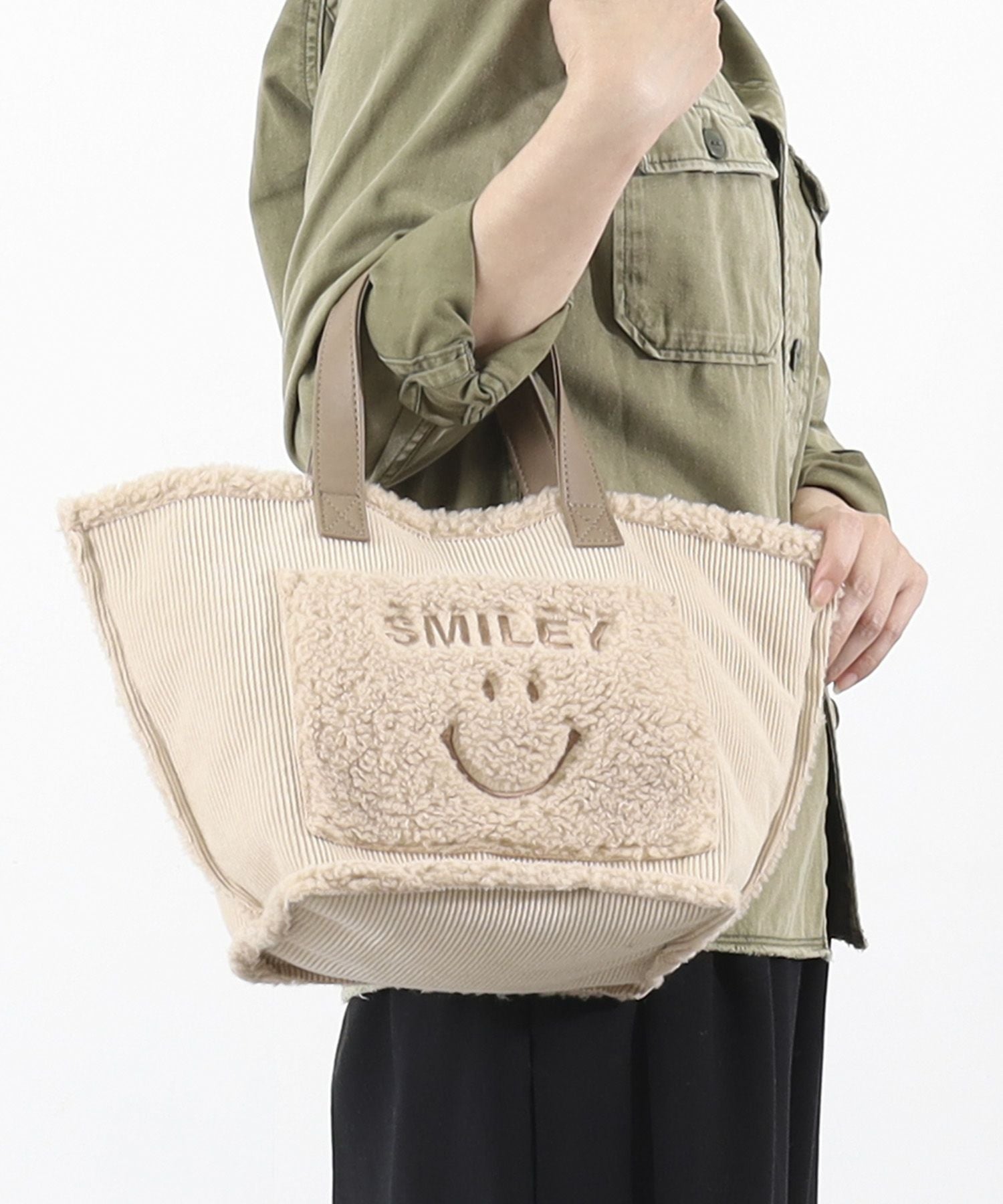 トートバッグ cocooo OUTLET SALE】クーコ COOCO SMILEY／コーデュロイ刺繍トート