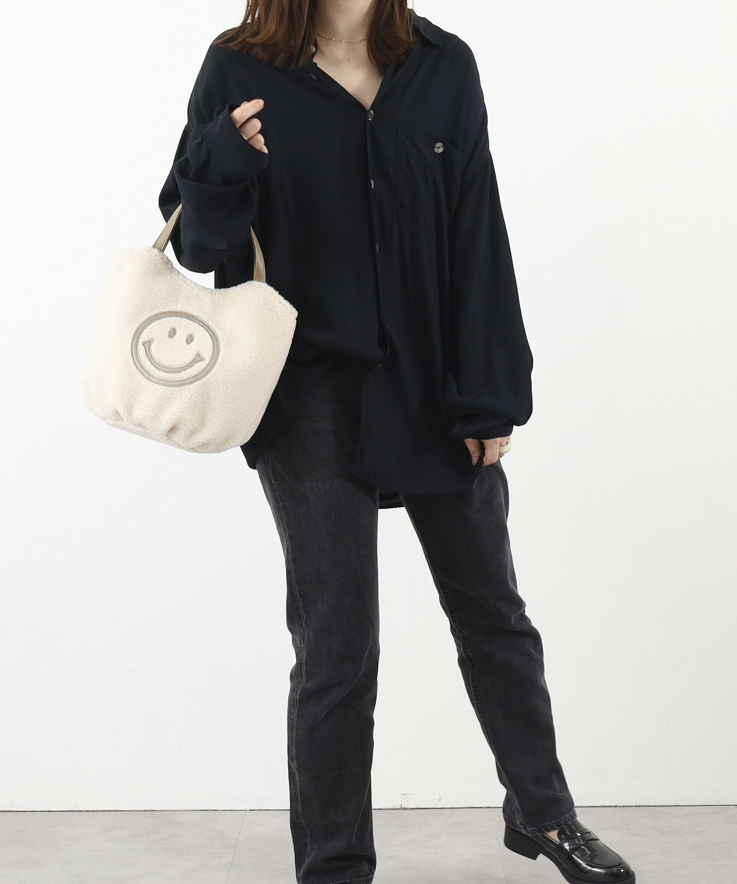 OUTLET SALE】クーコ COOCO SMILEY／ボアコロントートバッグ