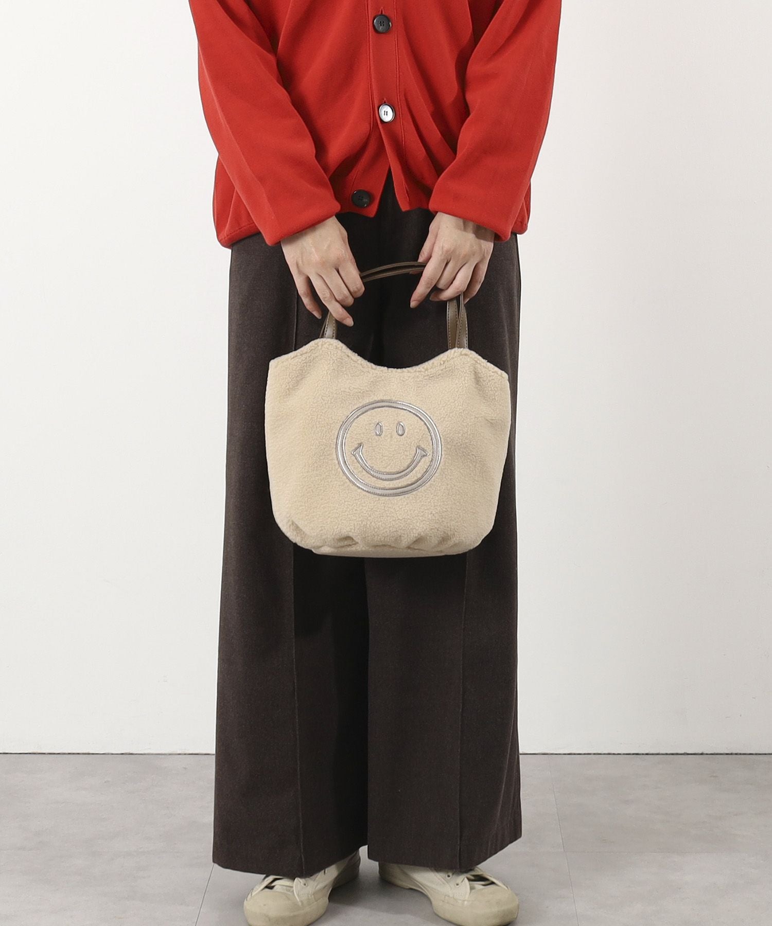 OUTLET SALE】クーコ COOCO SMILEY／ボアコロントートバッグ