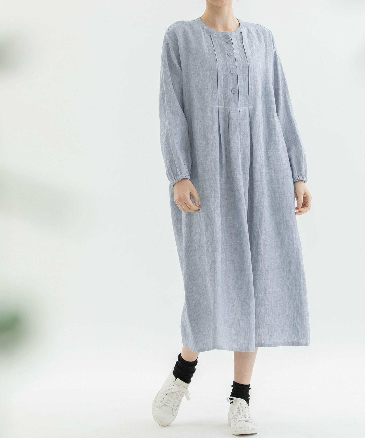 SUMMER SALE】ノーカラータックづかいリネンワンピース | COO ONLINE