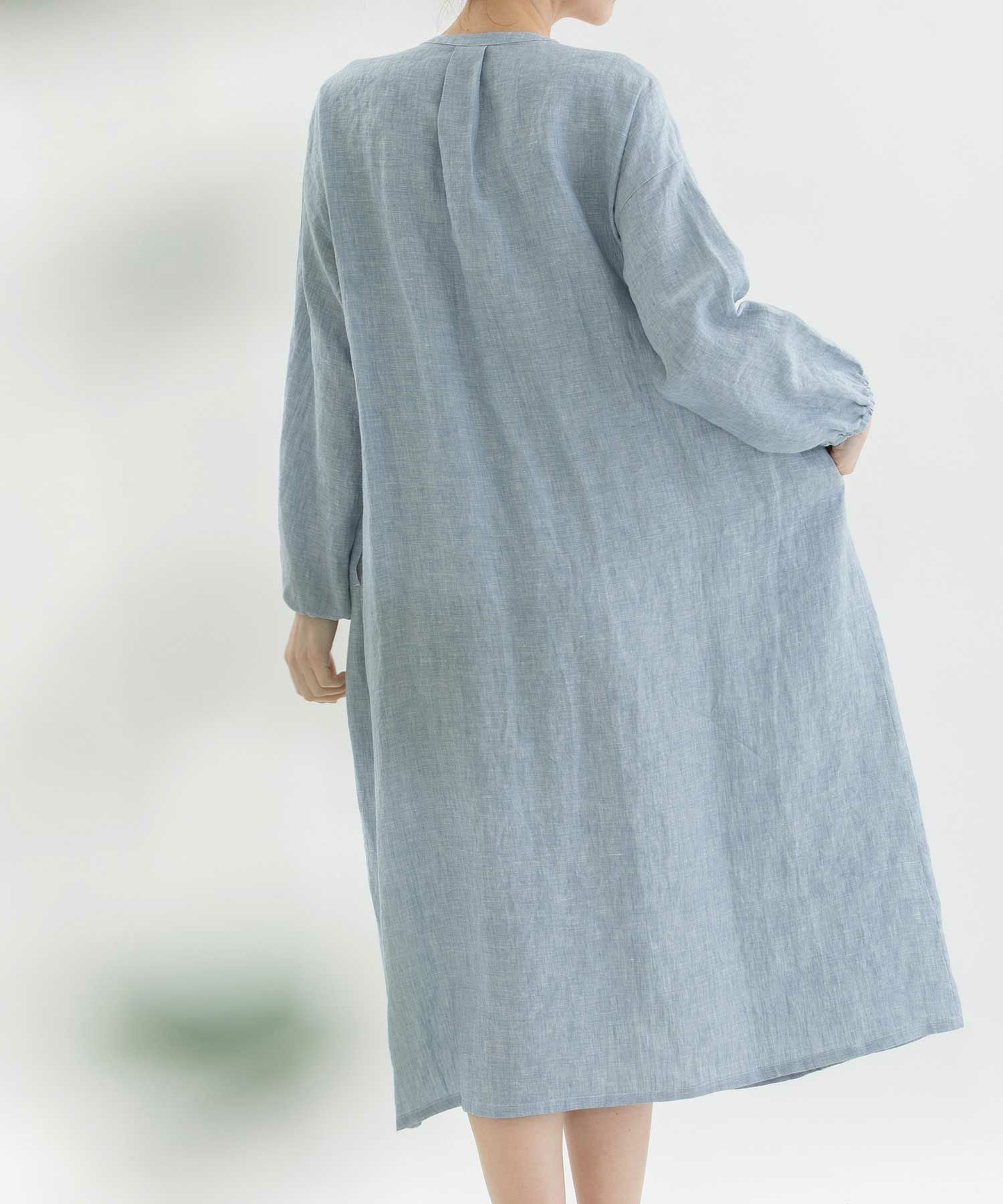 SUMMER SALE】ノーカラータックづかいリネンワンピース | COO ONLINE