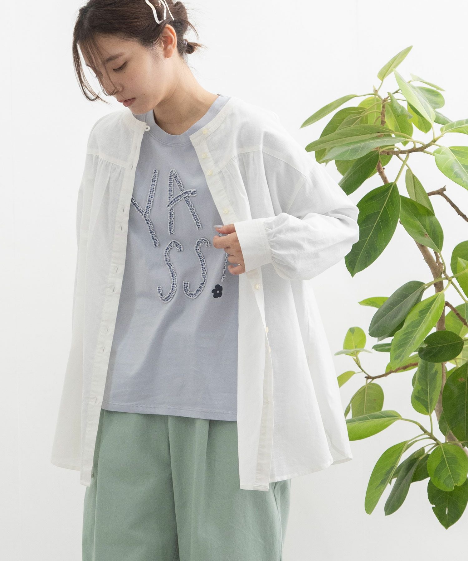 SUMMER SALE】ヨークギャザー羽織りシャツ | COO ONLINE