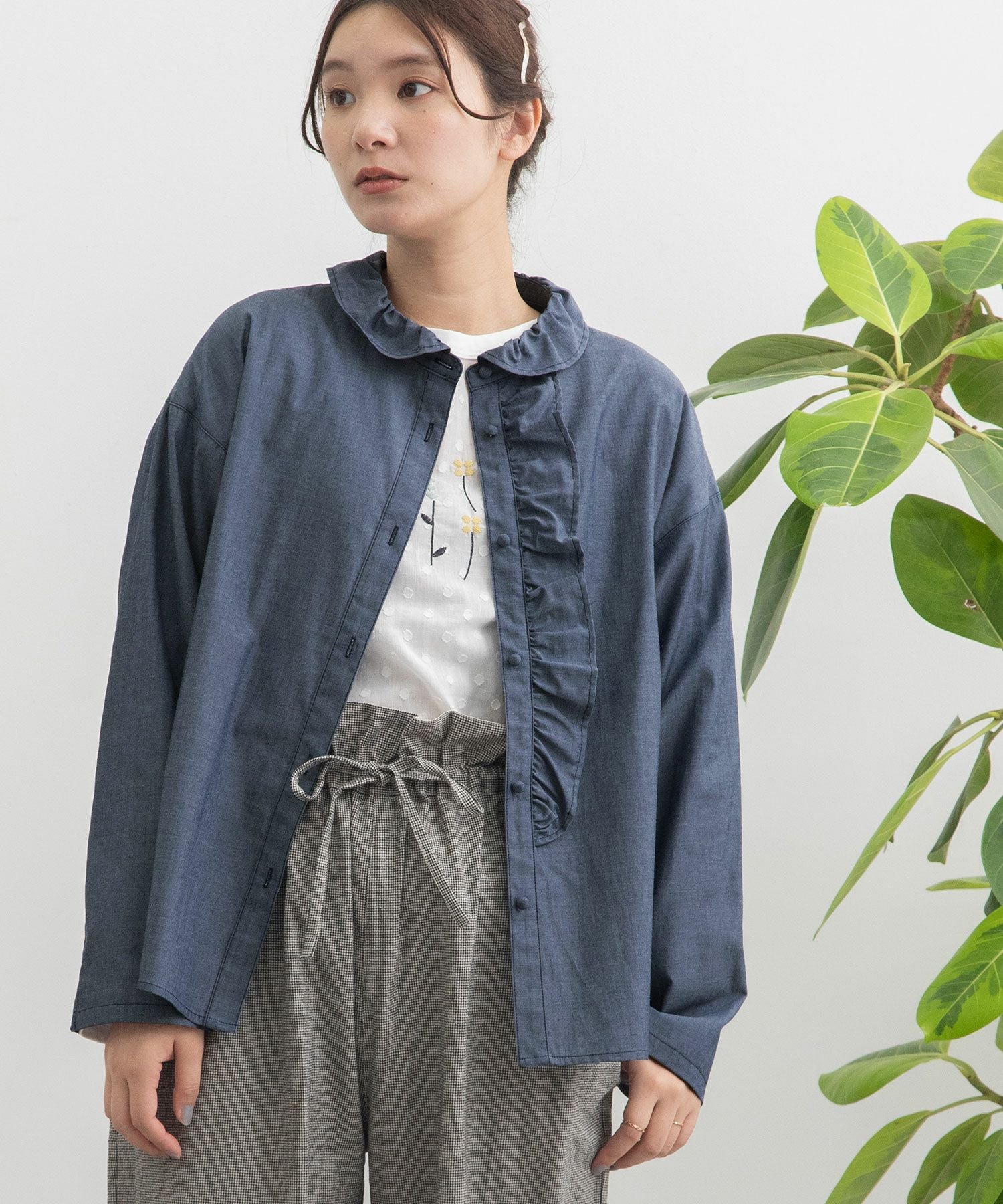 SUMMER SALE】ギャザー衿前立てフリルブラウス | COO ONLINE