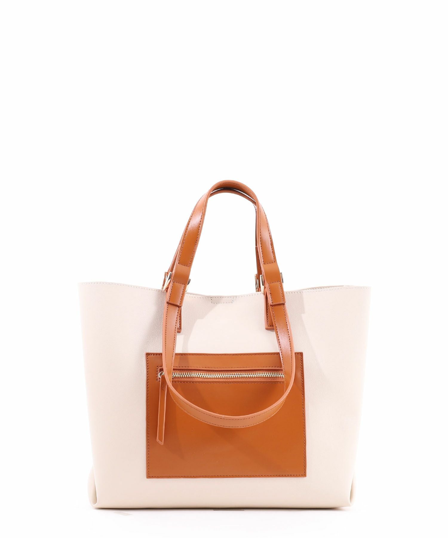 OUTLET SALE】クーコ COOCO フェイクレザー配色2ハンドルトートバッグ
