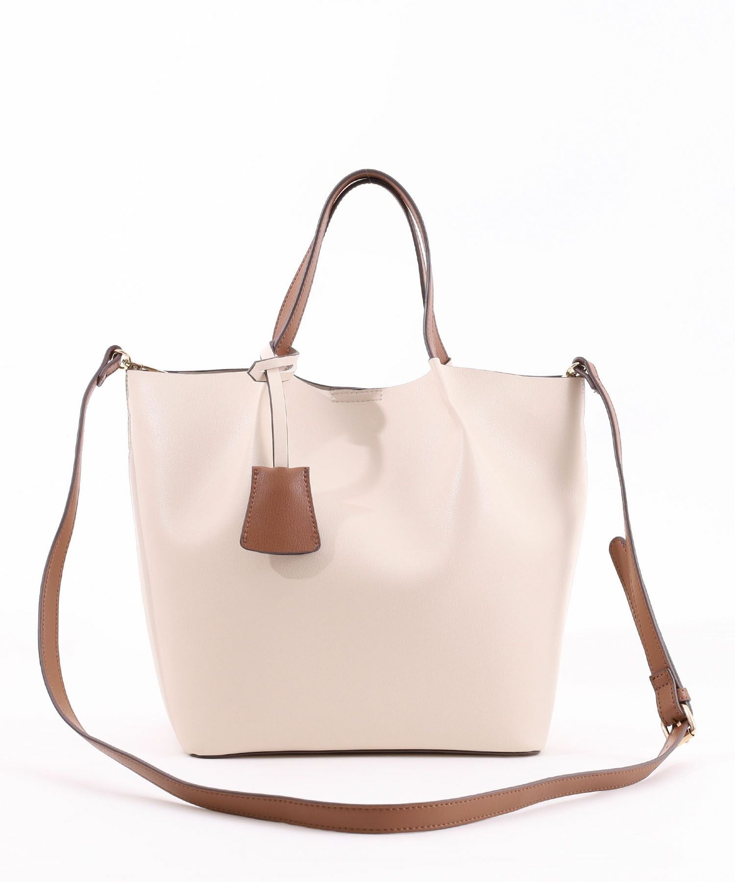 OUTLET SALE】クーコ COOCO バイカラーフェイクレザー2WAYトート