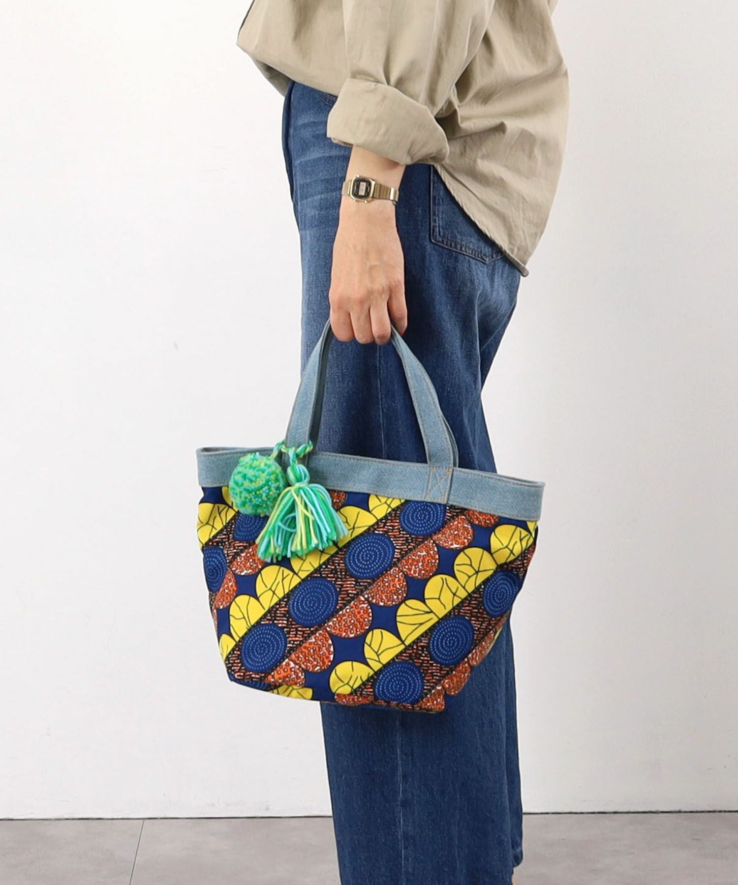 ☆SUMMER SALE☆【OUTLET SALE】クーコ COOCO アフリカン柄xデニム