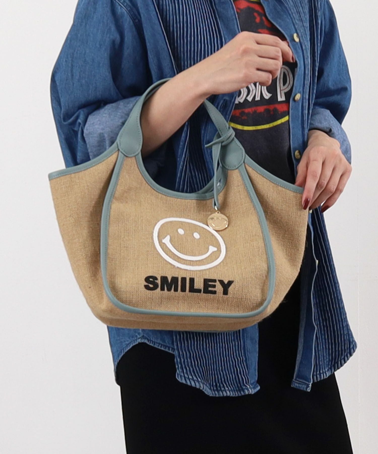 ❤新品・未使用❤【COOCO】SMILEY ビーズ刺繍かごバッグ COOCO - ❤新品・未使用❤【COOCO】SMILEY パール刺繍ビーズハンドル