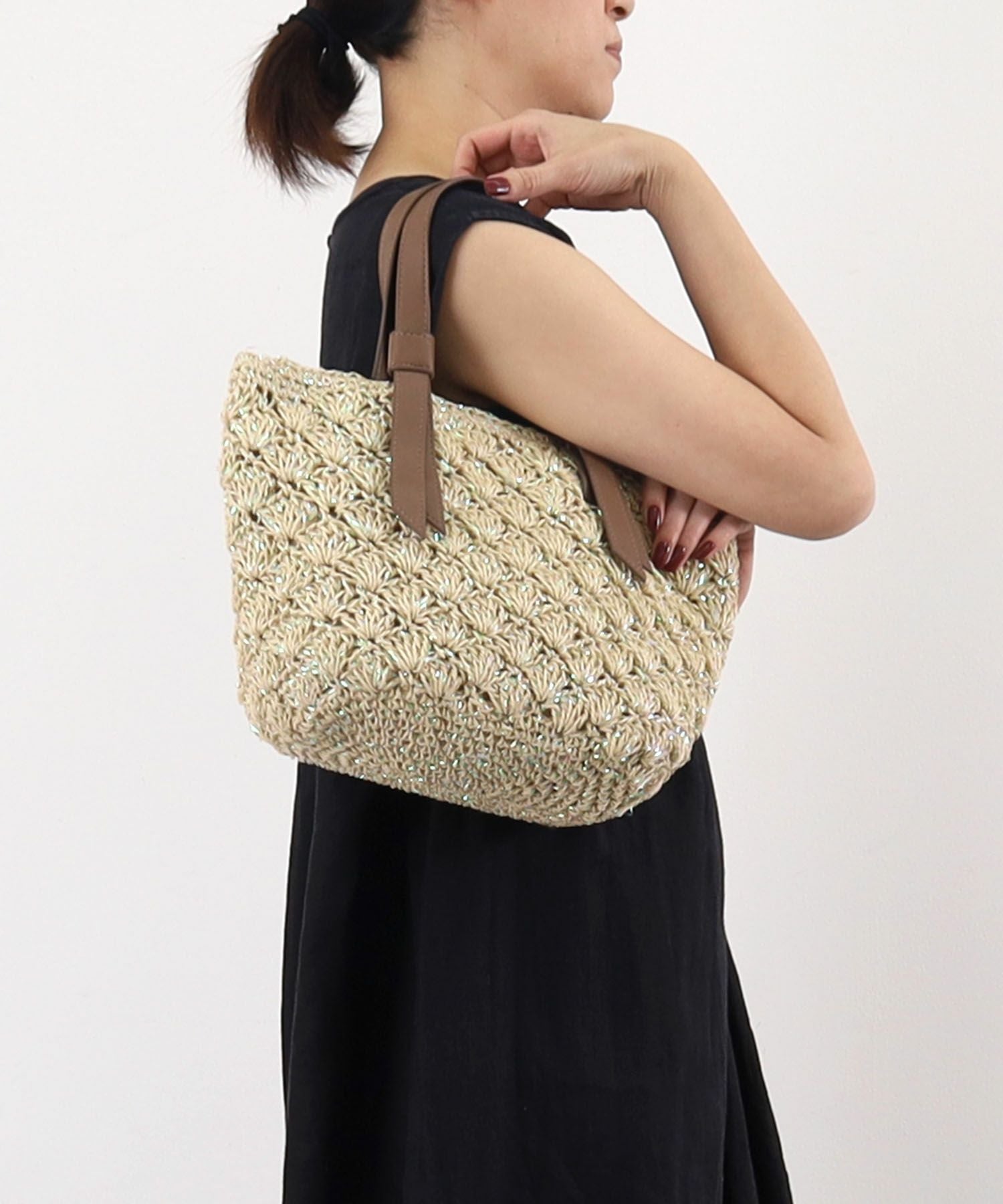 ☆SUMMER SALE☆【OUTLET SALE】クーコ COOCO ラメフィルム編込トート