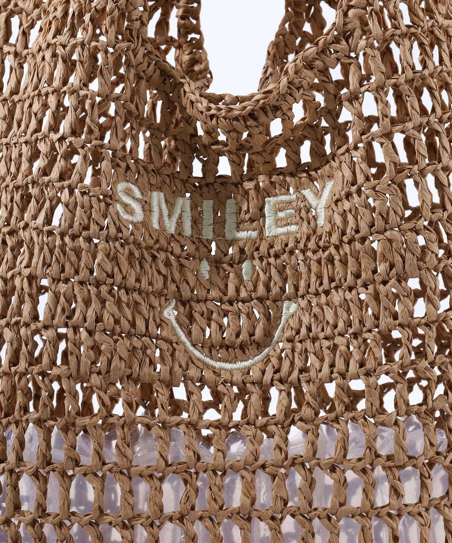 OUTLET SALE】クーコ COOCO SMILEY 透かし編み刺繍入カゴバッグ