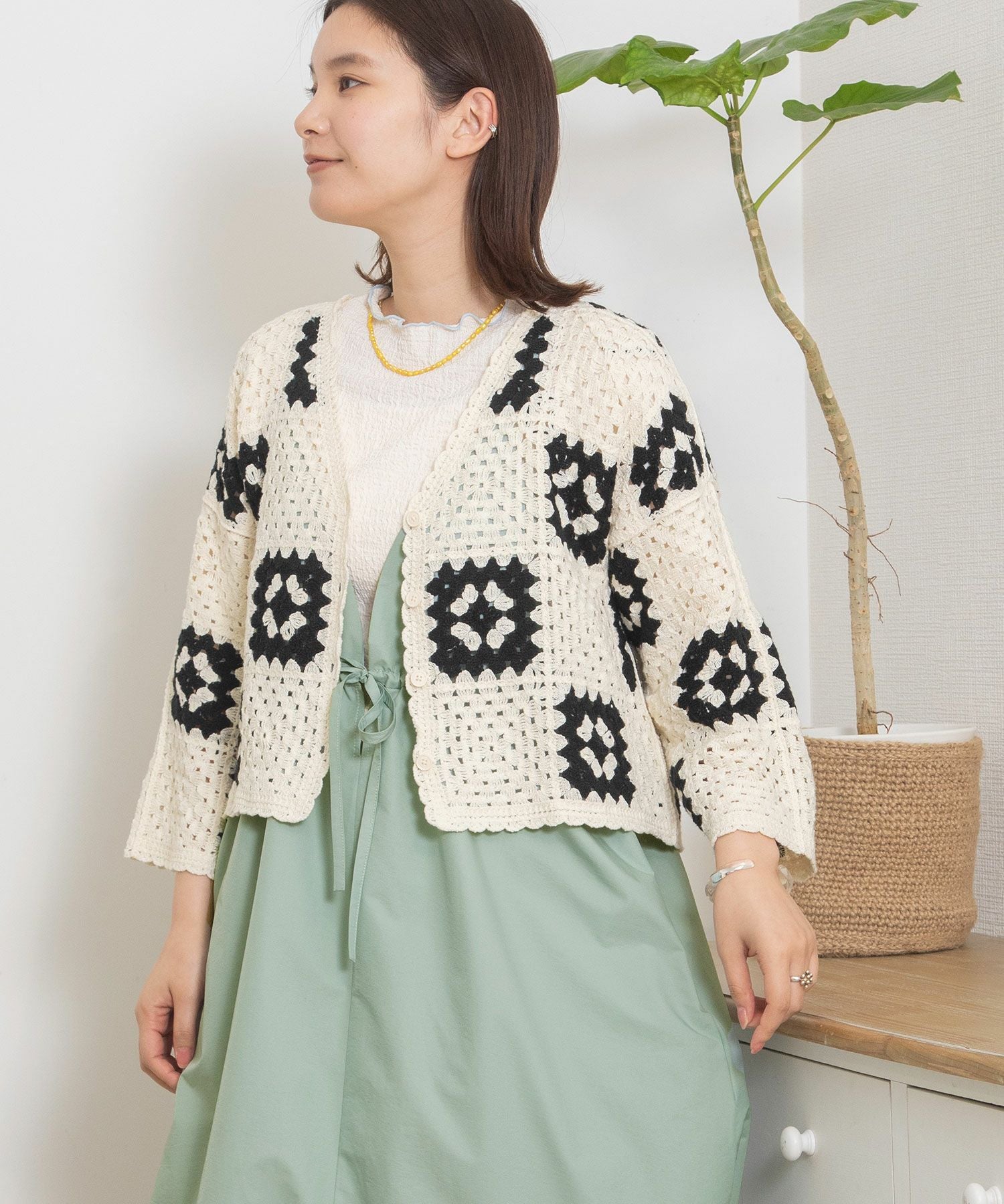 ラッキー 　pual_ce_cin かぎ針編み風カーディガン♡ pual ce cin - ラッキー 様専用 pual_ce_cin かぎ針編み風カーディガン