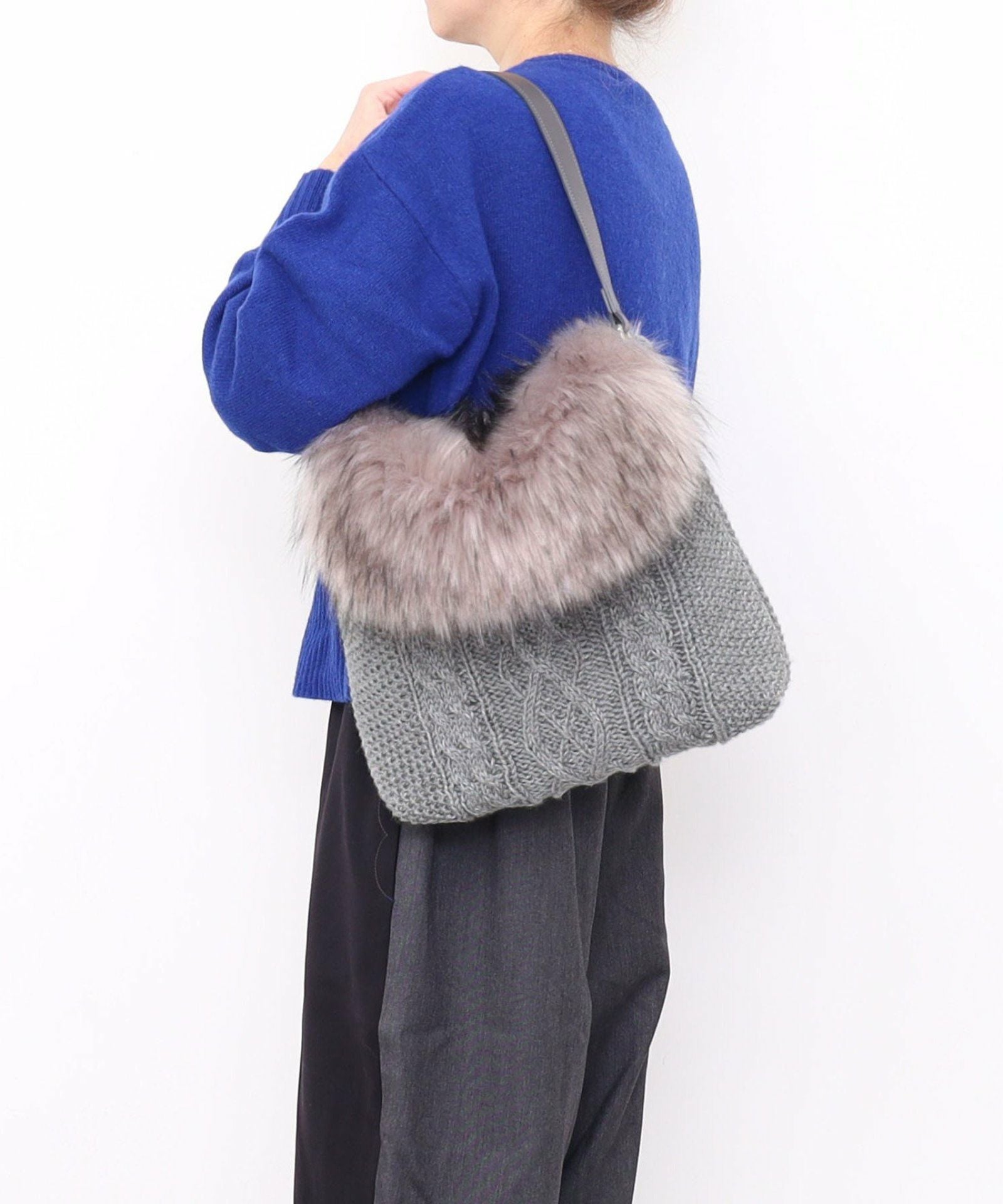 OUTLET SALE】Nananoel ナナノエル 【ニットxエコファーショルダー
