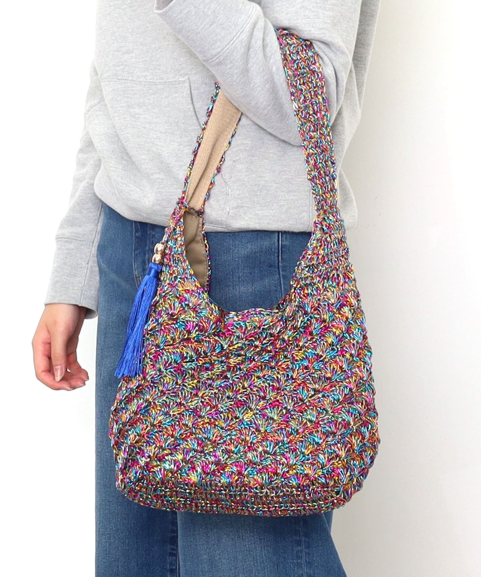 OUTLET SALE】ﾒﾀﾘｯｸ柄編みﾜﾝｼｮﾙﾀﾞｰﾊﾞｯｸﾞ | COO ONLINE