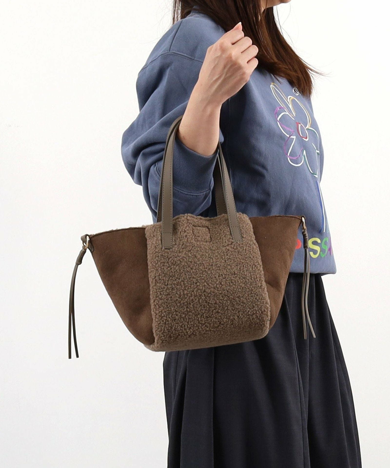 OUTLET SALE】COOCO クーコ 【バイカラームートン風トート