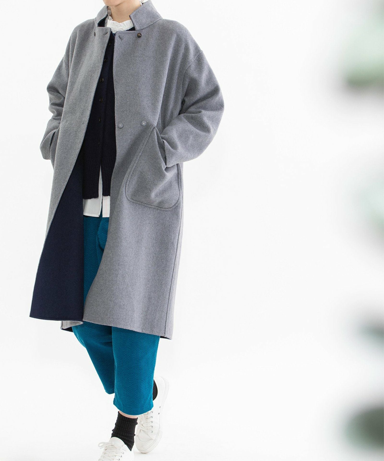 WINTER SALE】ダブルフェイスリバーシブルスタンドカラーコート | COO