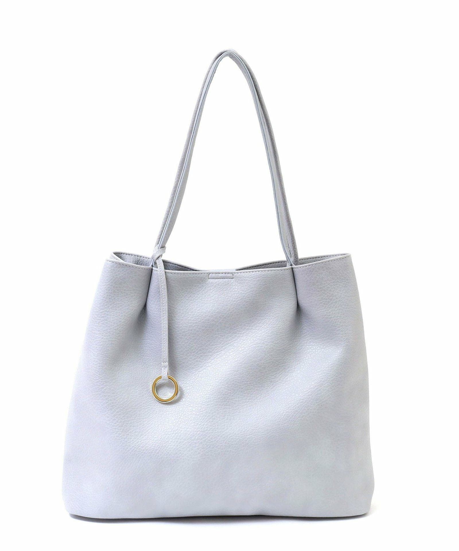 ☆SUMMER SALE☆チャーム付フェイクレザーダブルタックトートバッグ
