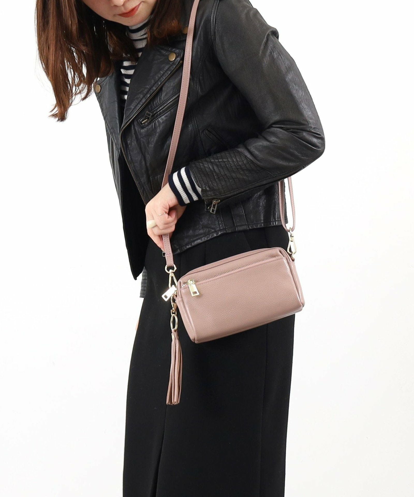 シュリンクレザー横型ミニショルダーバッグ 本革FG | COO ONLINE