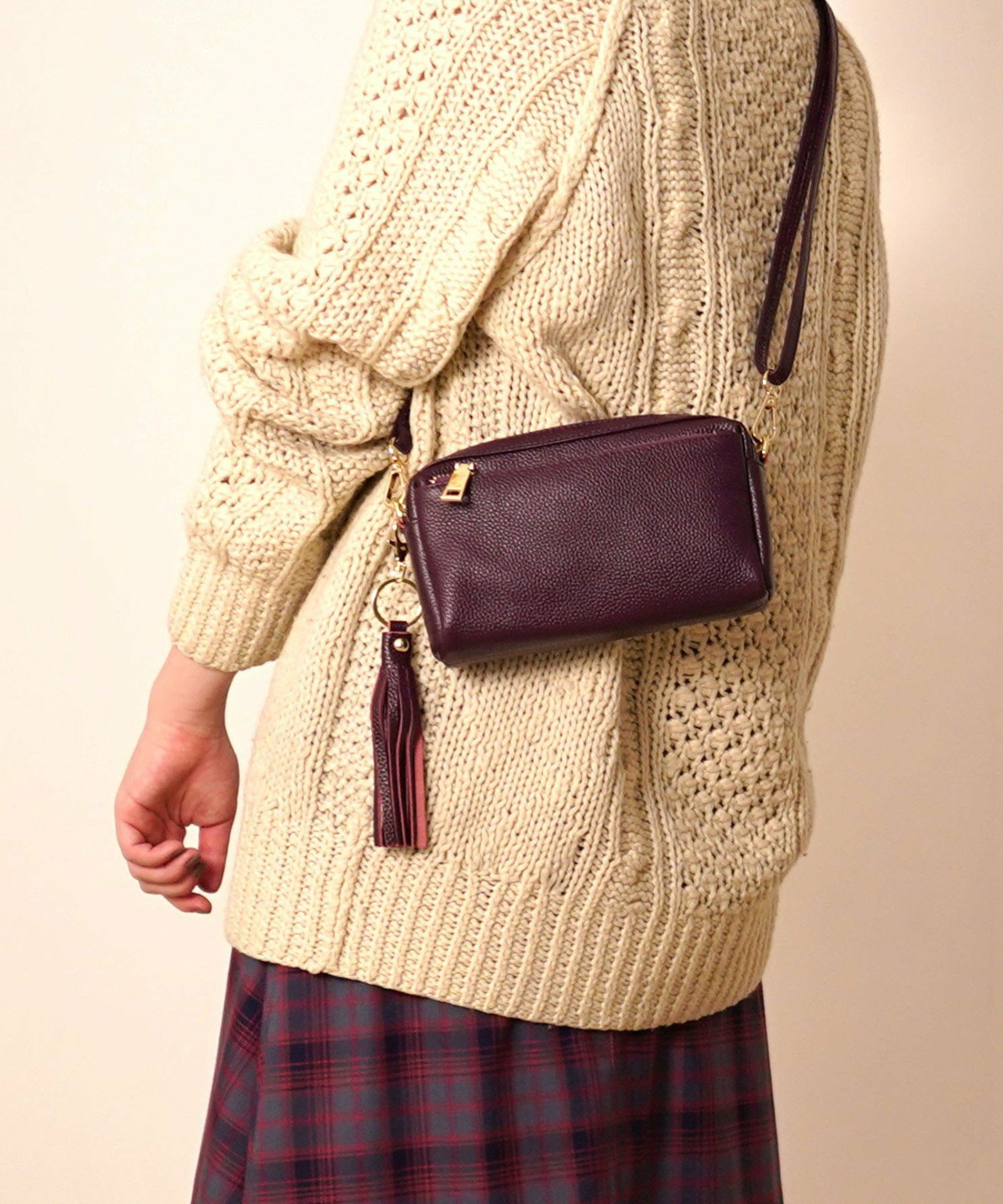 シュリンクレザー横型ミニショルダーバッグ 本革FG | COO ONLINE