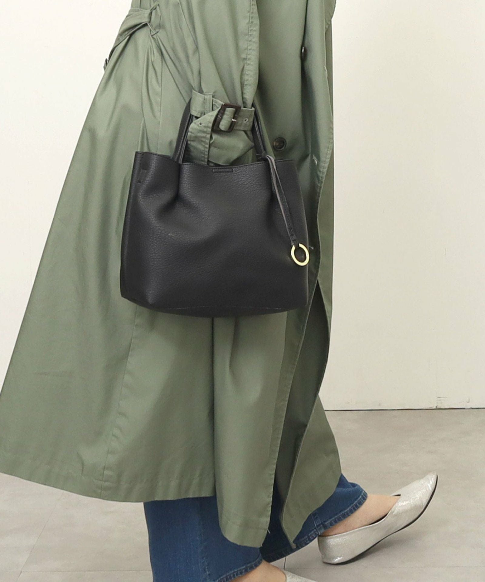 OUTLET SALE】ソフトフェイクレザータックミニ2WAYトートバッグ