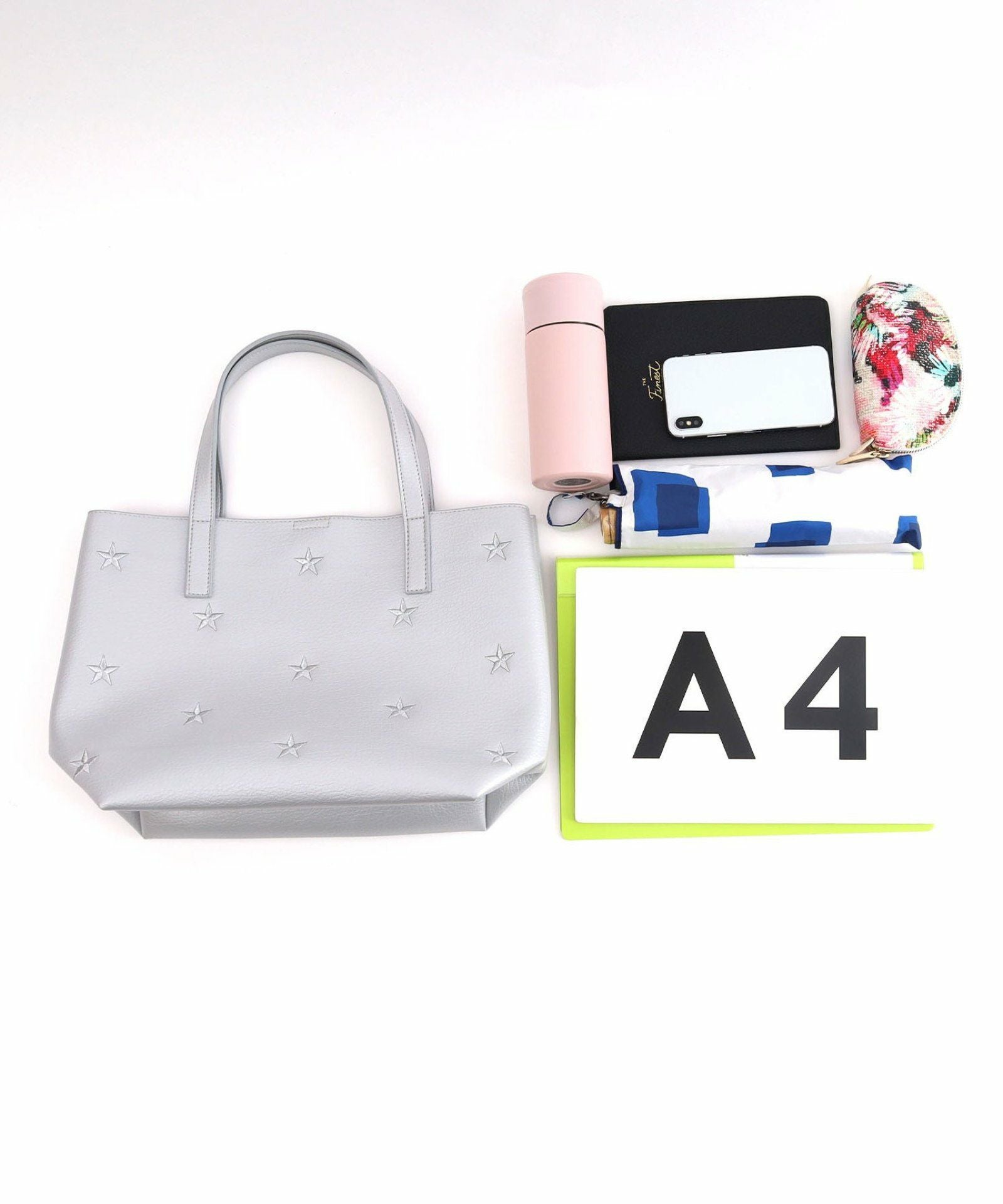 スーパーSALE】20％OFF 星柄刺繍フェイクレザートートバッグ／A4対応