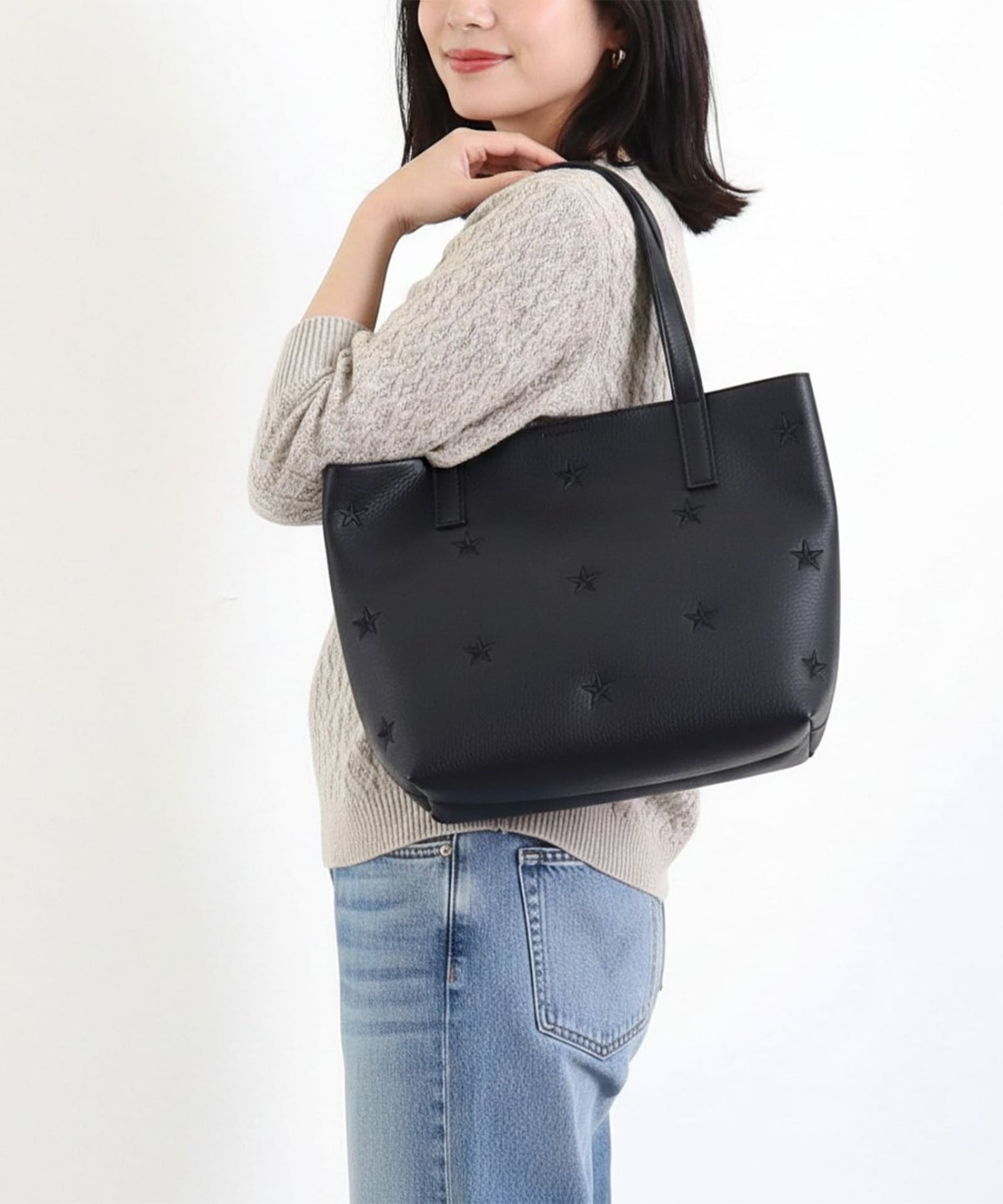 星柄刺繍フェイクレザートートバッグ／A4対応 定番FG | COO ONLINE