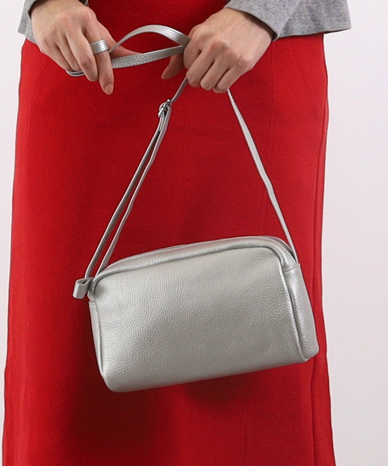 シュリンクレザー横型BOXショルダーバッグ 本革FG | COO ONLINE