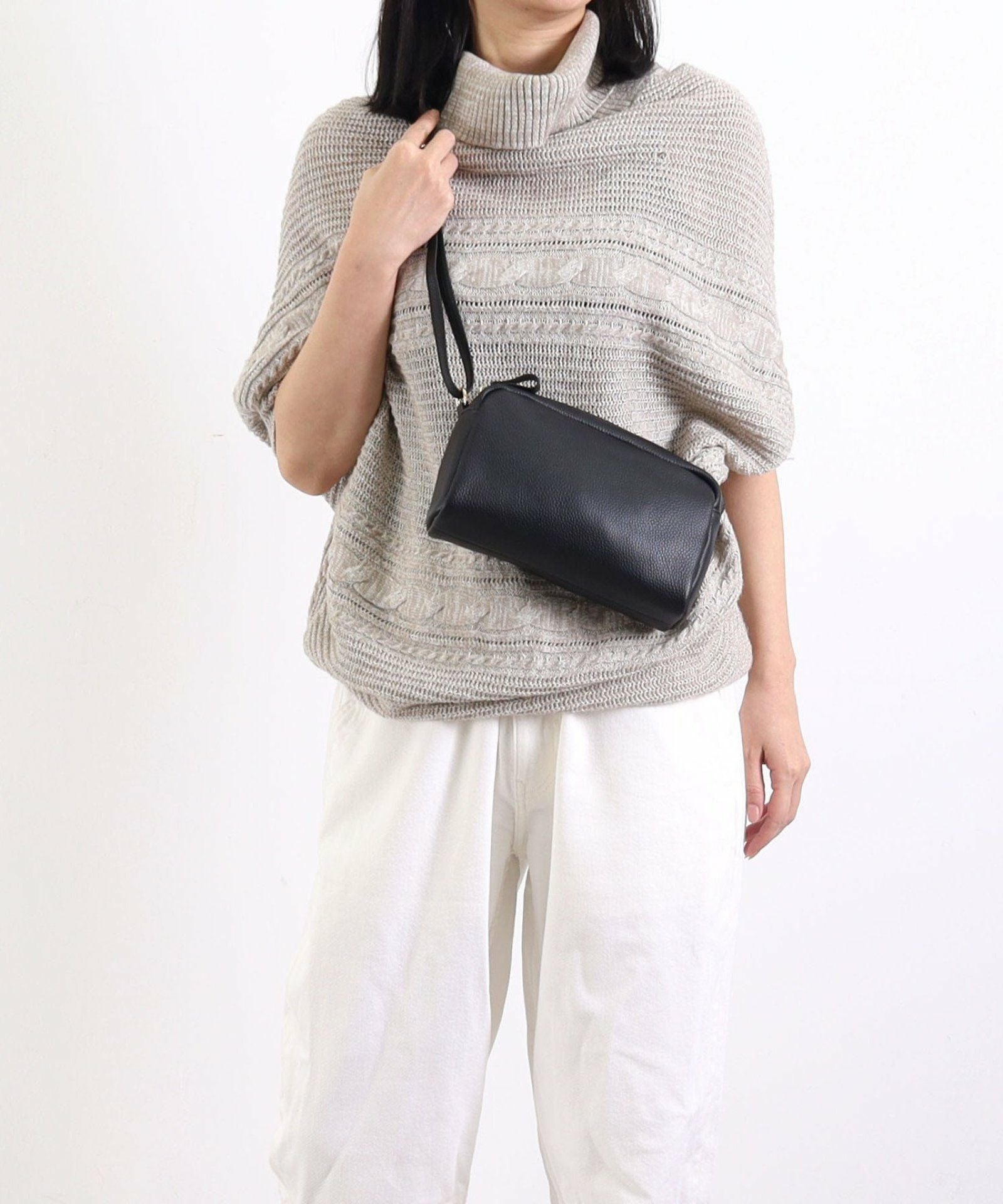 シュリンクレザー横型BOXショルダーバッグ 本革FG | COO ONLINE