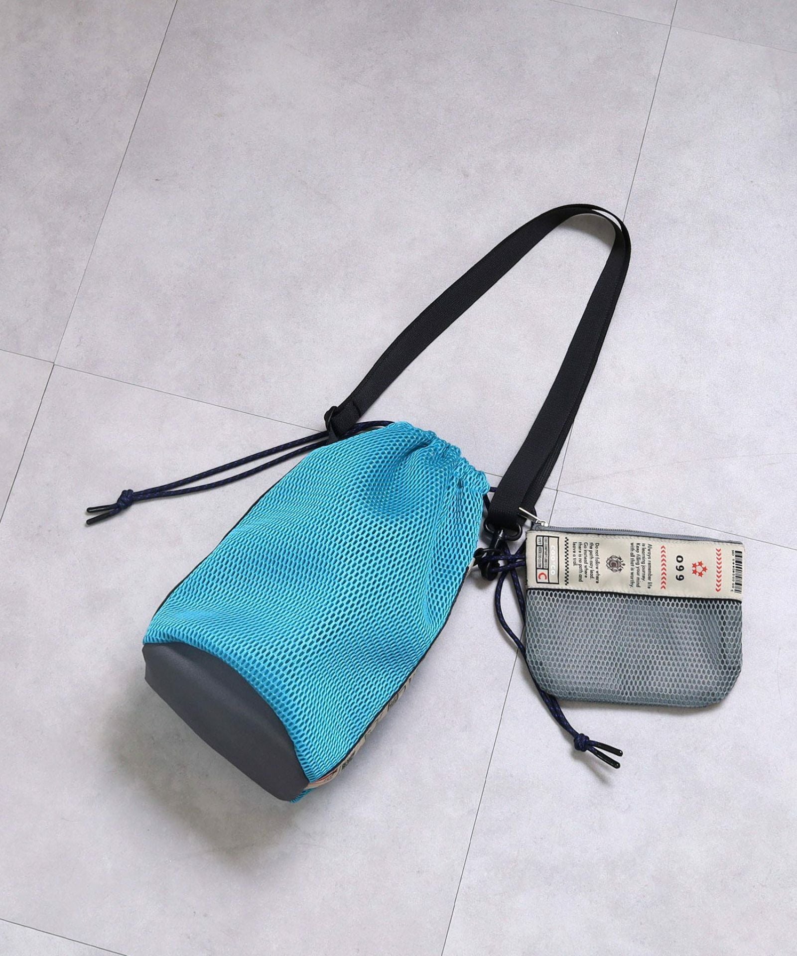 ☆SUMMER SALE☆【OUTLET SALE】 ロゴテープメッシュ巾着ショルダー