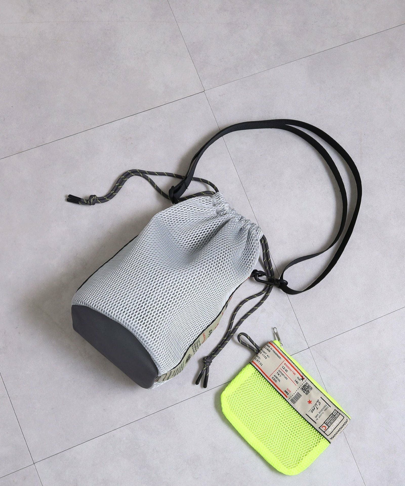 ☆SUMMER SALE☆【OUTLET SALE】 ロゴテープメッシュ巾着ショルダー