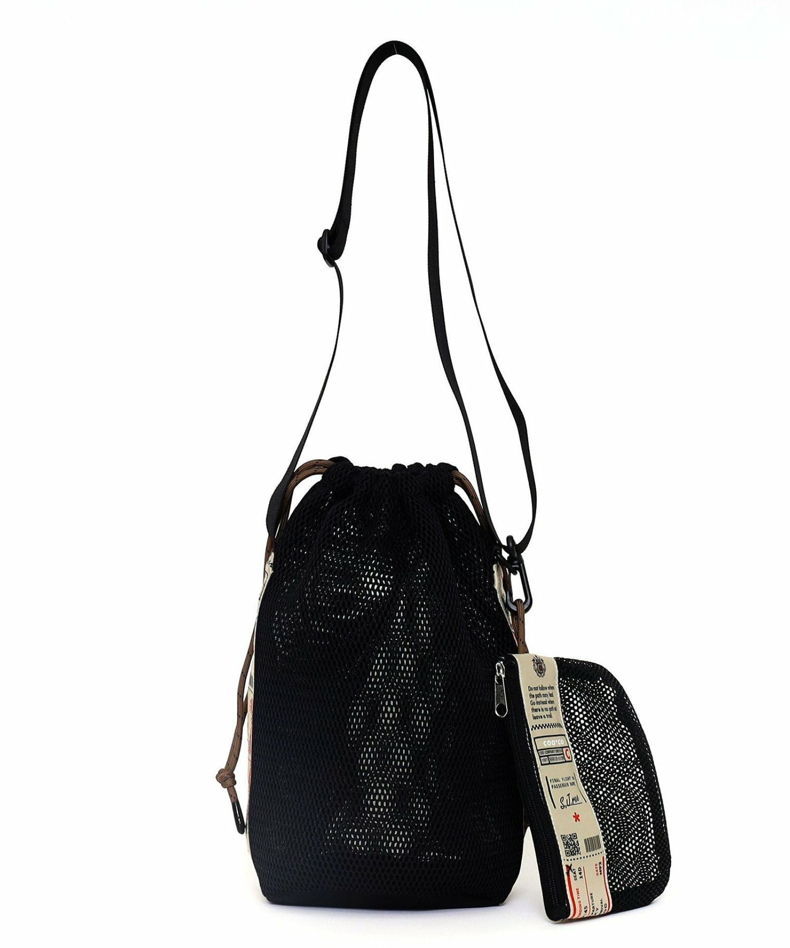 ☆SUMMER SALE☆【OUTLET SALE】 ロゴテープメッシュ巾着ショルダー