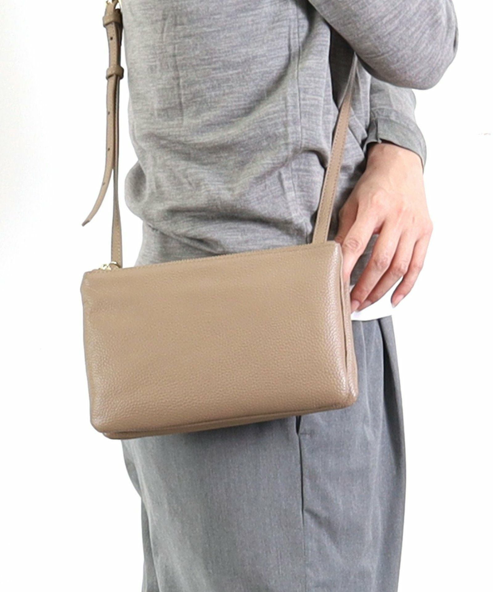 期間限定SALE BASIC AITEM 10%OFF】 シュリンクレザー2連ショルダー