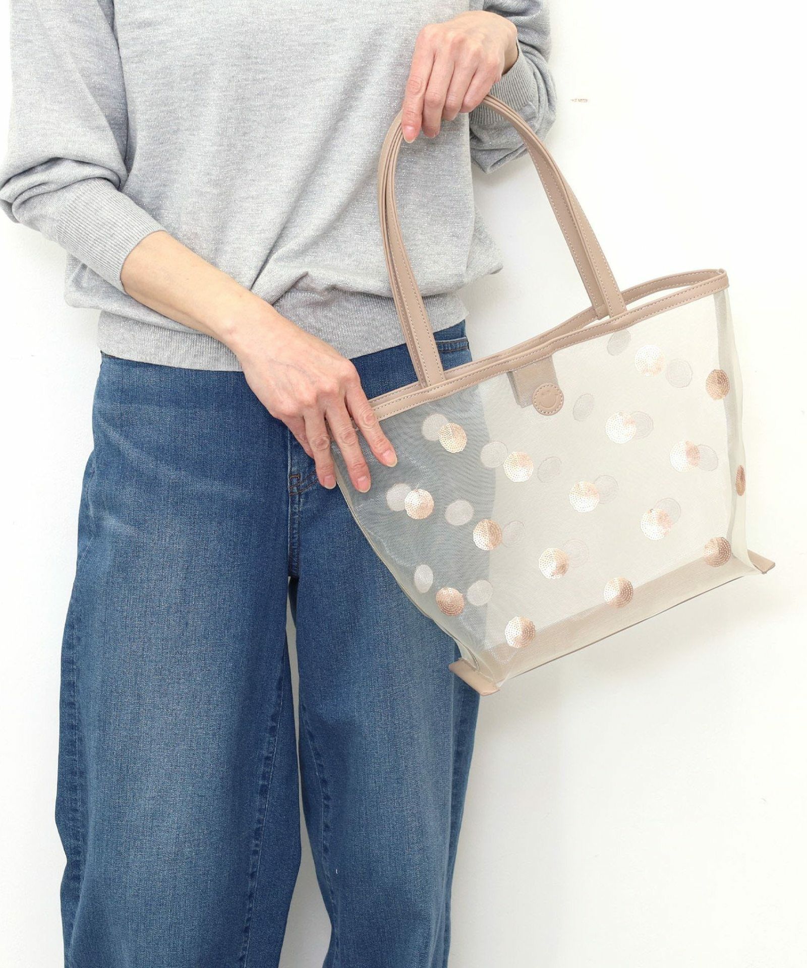 OUTLET SALE】 SMILEY ドットスパンコール刺繍トートバッグ