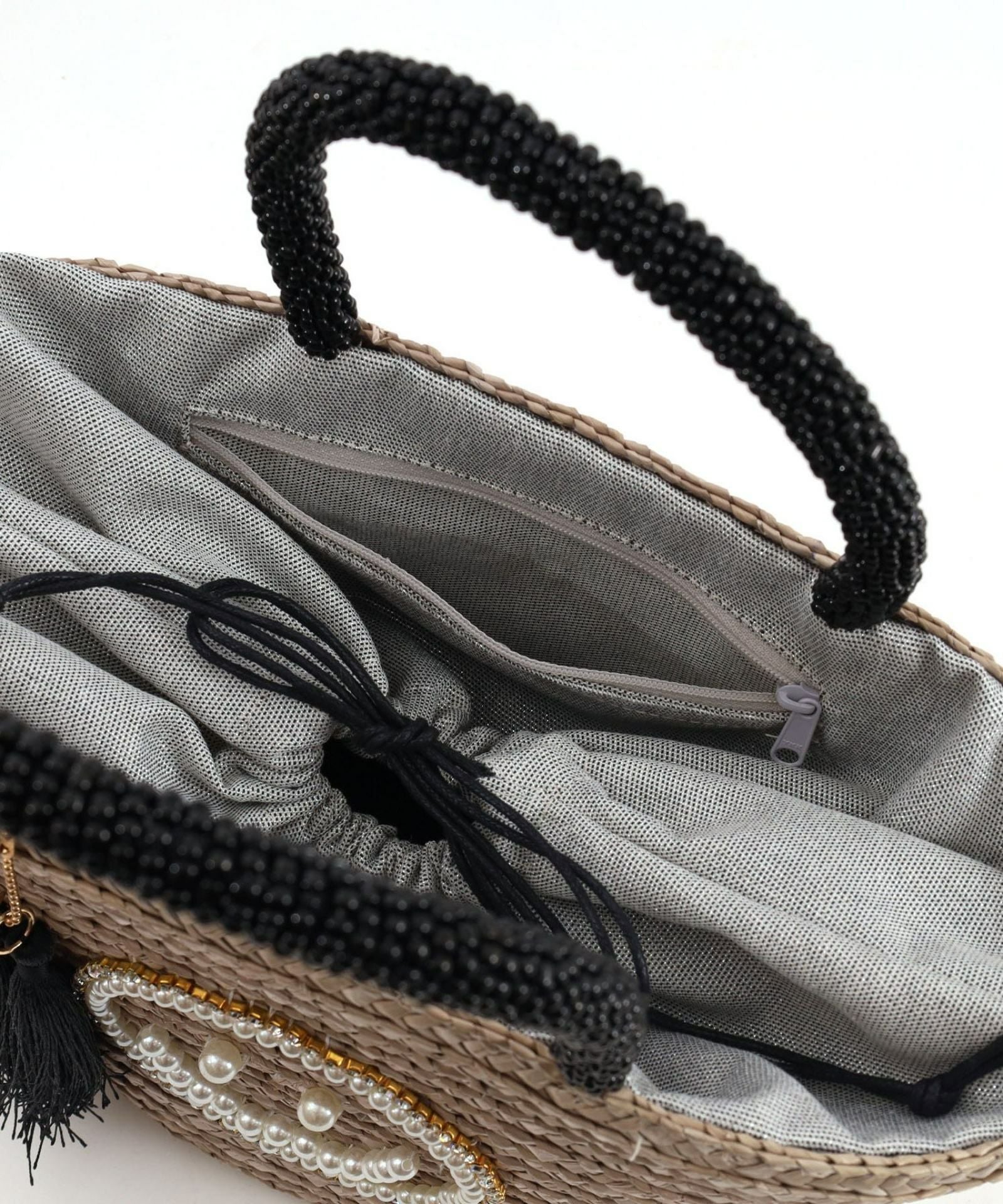 GW SALE】MAX50％OFF SMILEY パール刺繍ビーズハンドルカゴ