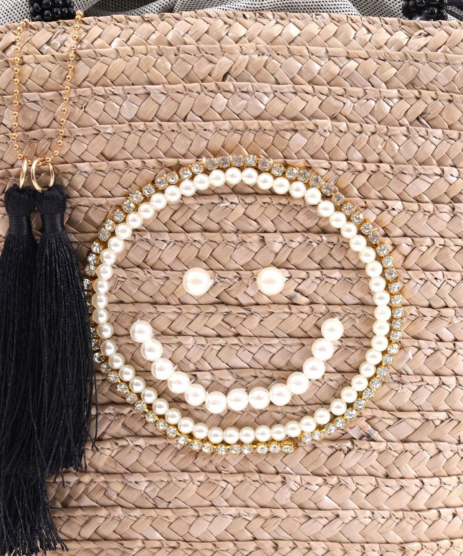 GW SALE】MAX50％OFF SMILEY パール刺繍ビーズハンドルカゴ