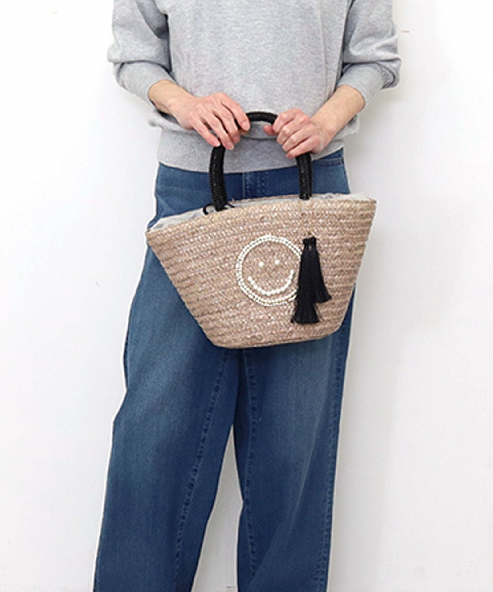 GW SALE】MAX50％OFF SMILEY パール刺繍ビーズハンドルカゴ
