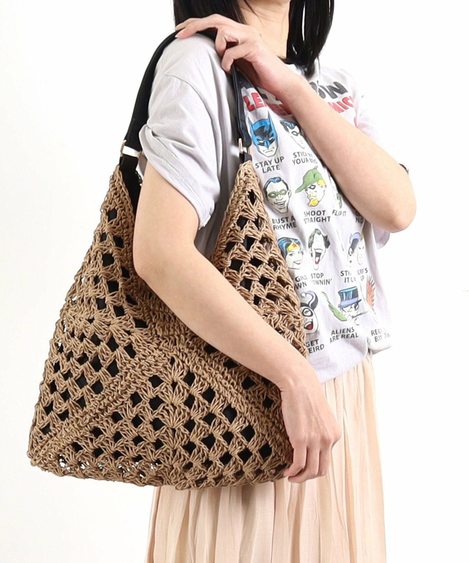 ☆SUMMER SALE☆【OUTLET SALE】 ペーパー透かし編ワンショルダーカゴ