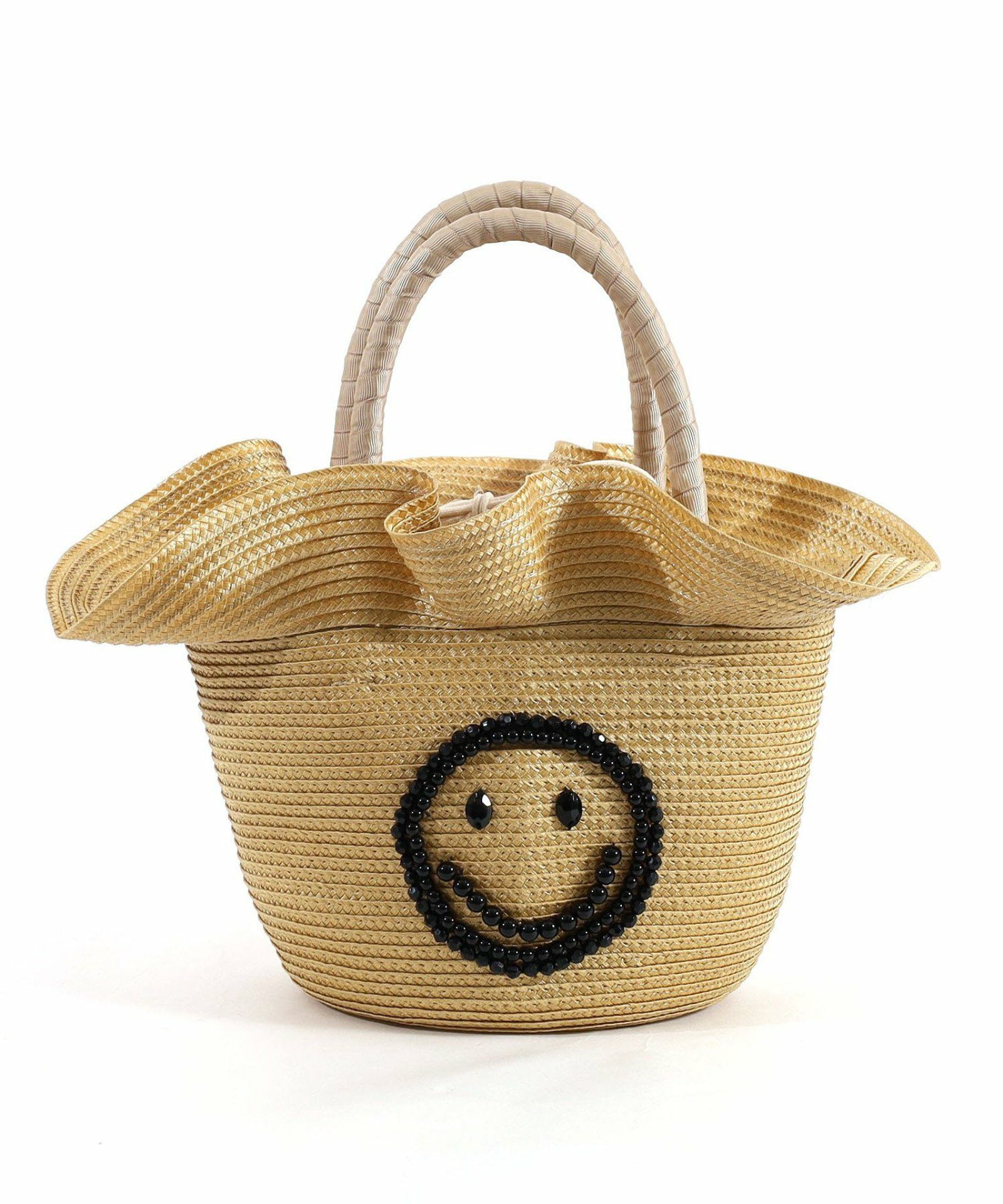 OUTLET SALE】 SMILEY ビーズ刺繍フリルブレードカゴバッグ