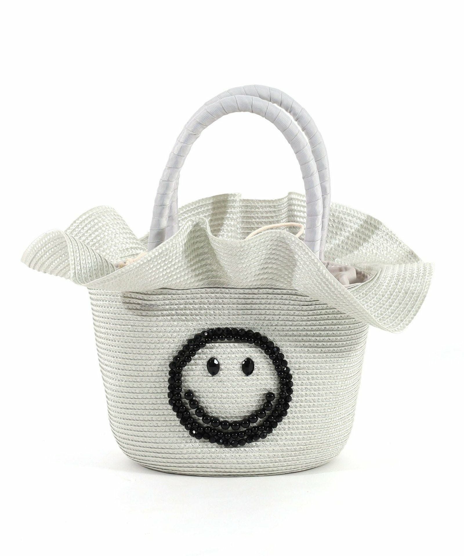 OUTLET SALE】 SMILEY ビーズ刺繍フリルブレードカゴバッグ