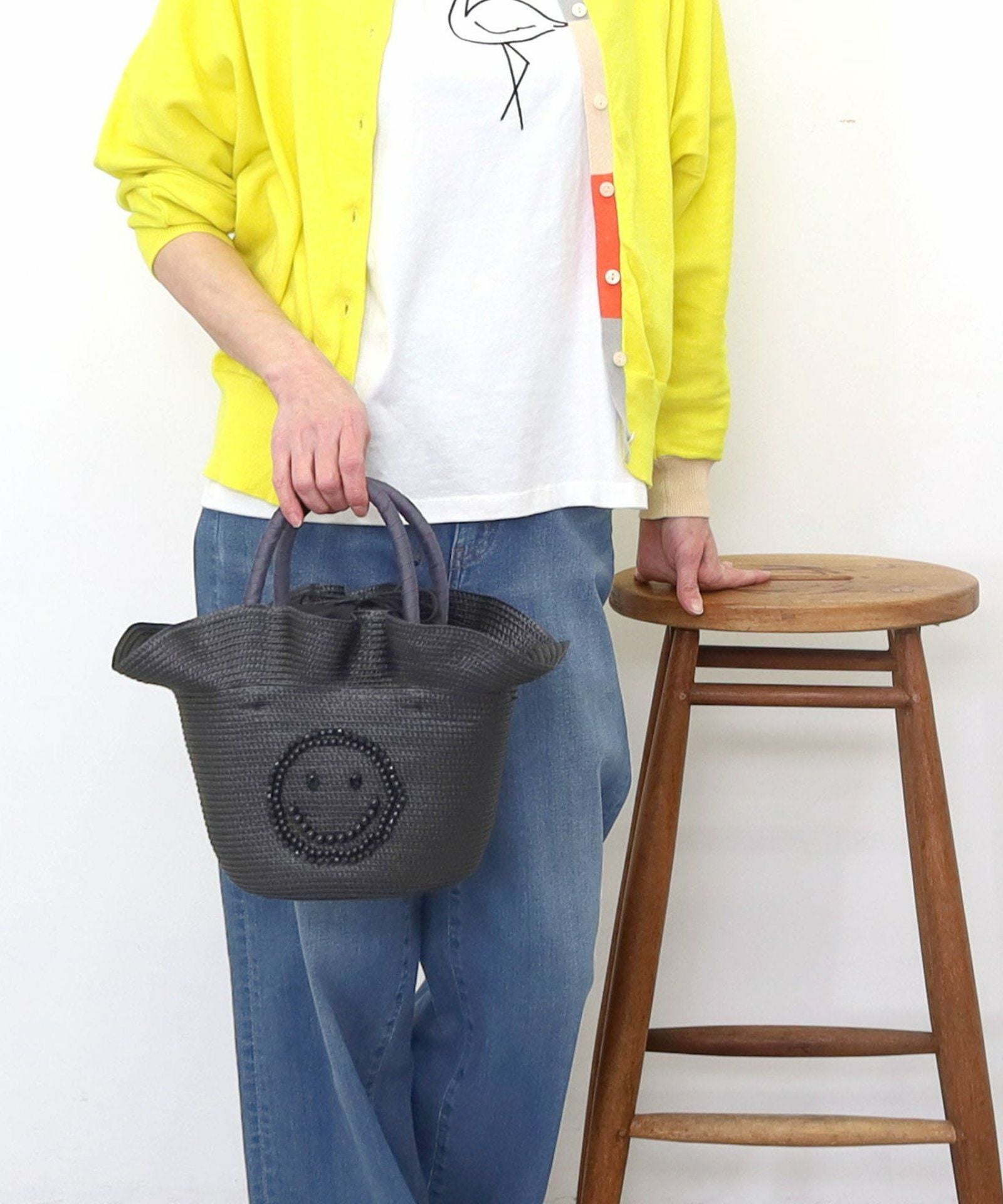 OUTLET SALE】 SMILEY ビーズ刺繍フリルブレードカゴバッグ
