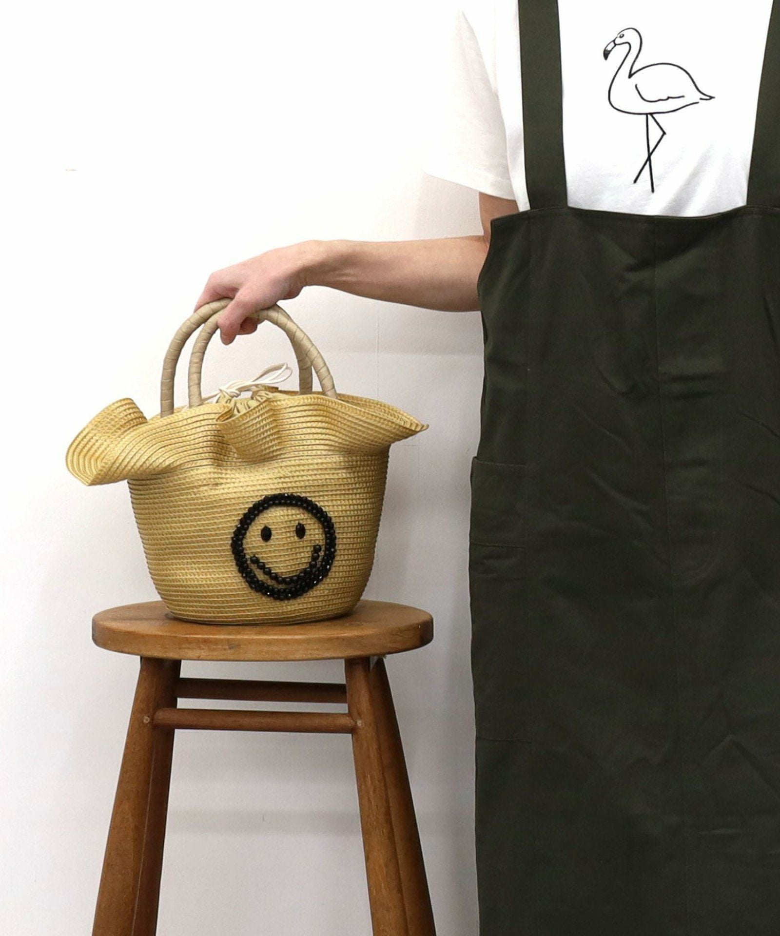 OUTLET SALE】 SMILEY ビーズ刺繍フリルブレードカゴバッグ
