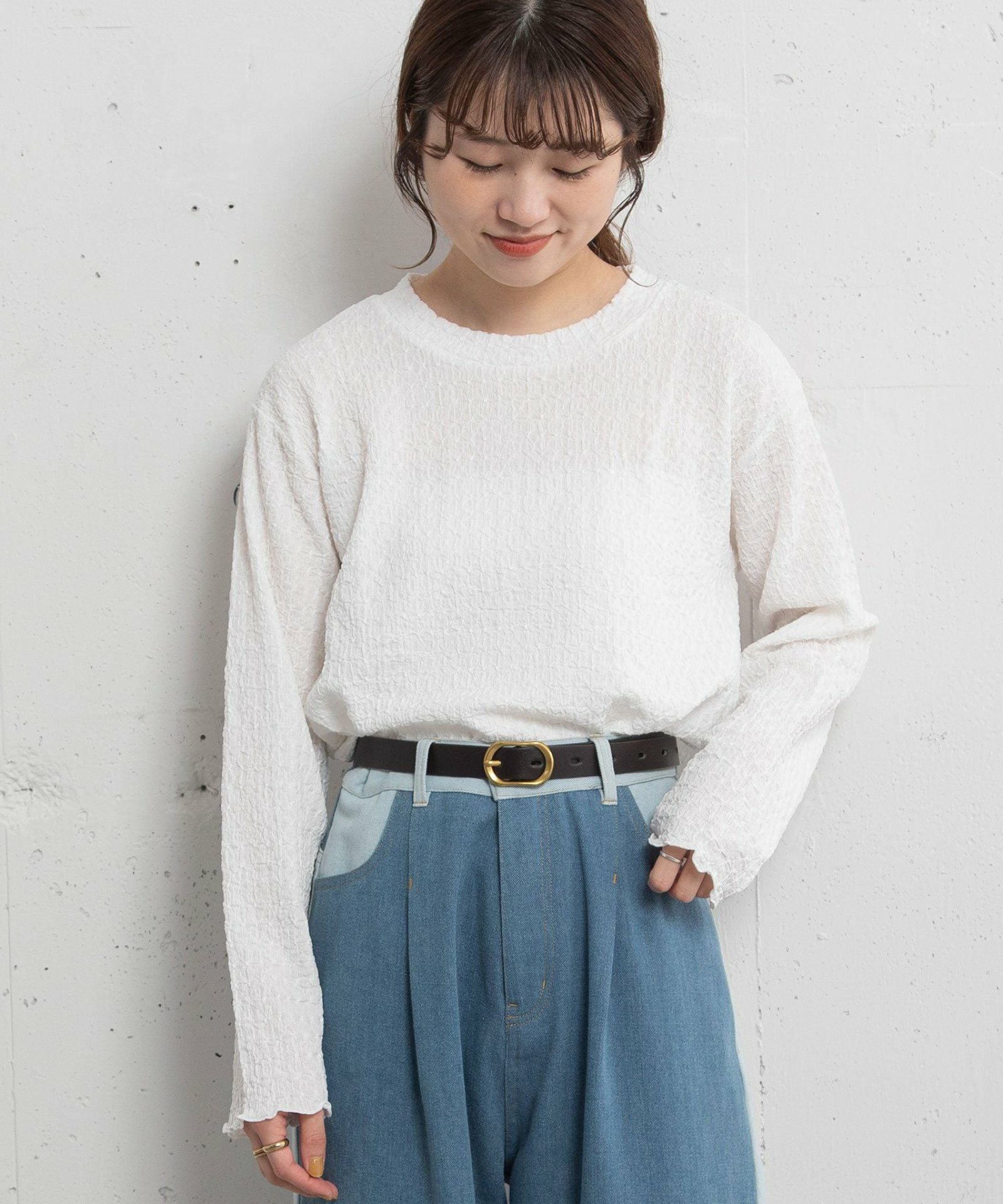 SUMMER SALE】幾何学柄ふくれジャガードゆるトップス | COO ONLINE